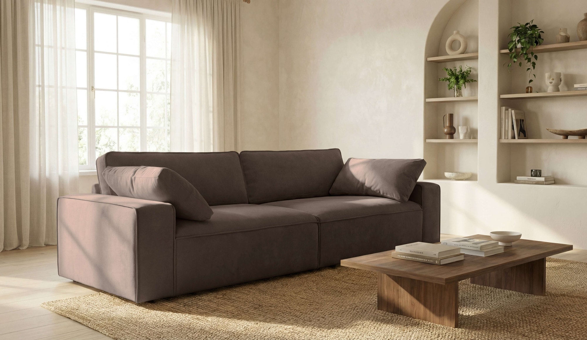 OTTO home 3-Sitzer »Mittell, Chenille« Breite 245 cm, bodentief, extra Kissen inkl., tiefe Sitzfläche