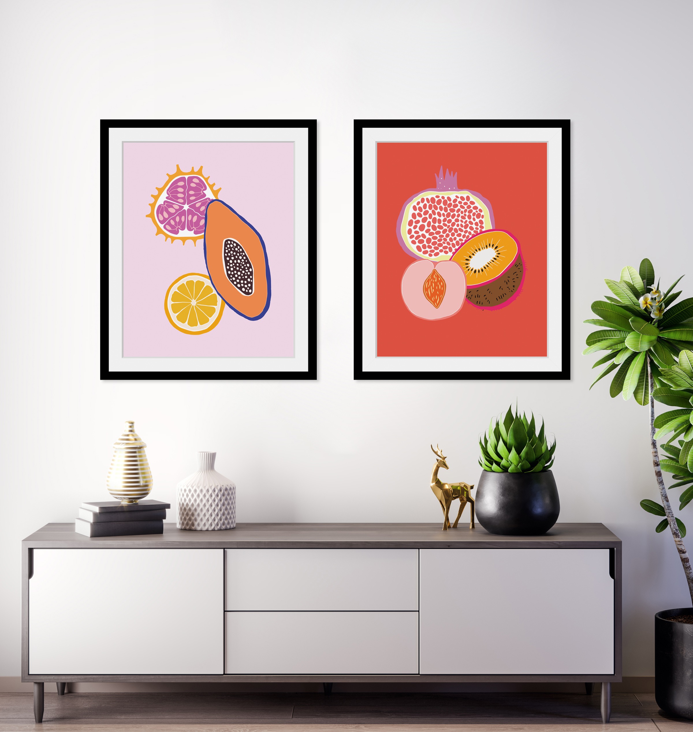 queence Bild »Franka« Kunst | Lebensmittel | Obst | Obst Bilder | Orange HD Premium Poster-Druck inkl. Holzrahmen