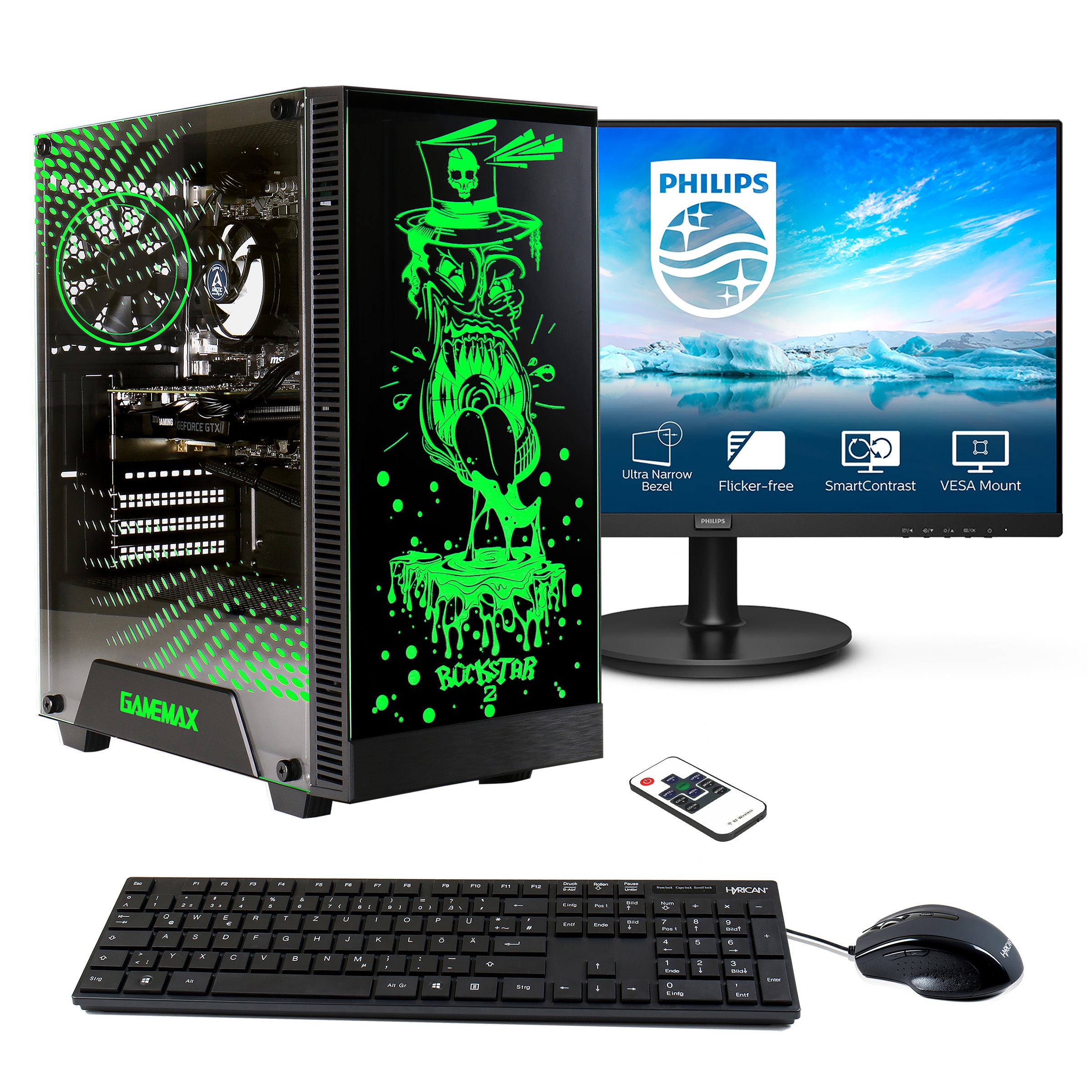 Hyrican Gaming-PC-Komplettsystem »Rockstar SET02160«, Windows 11, inklusive 24 Monitor Philips 241V8LA