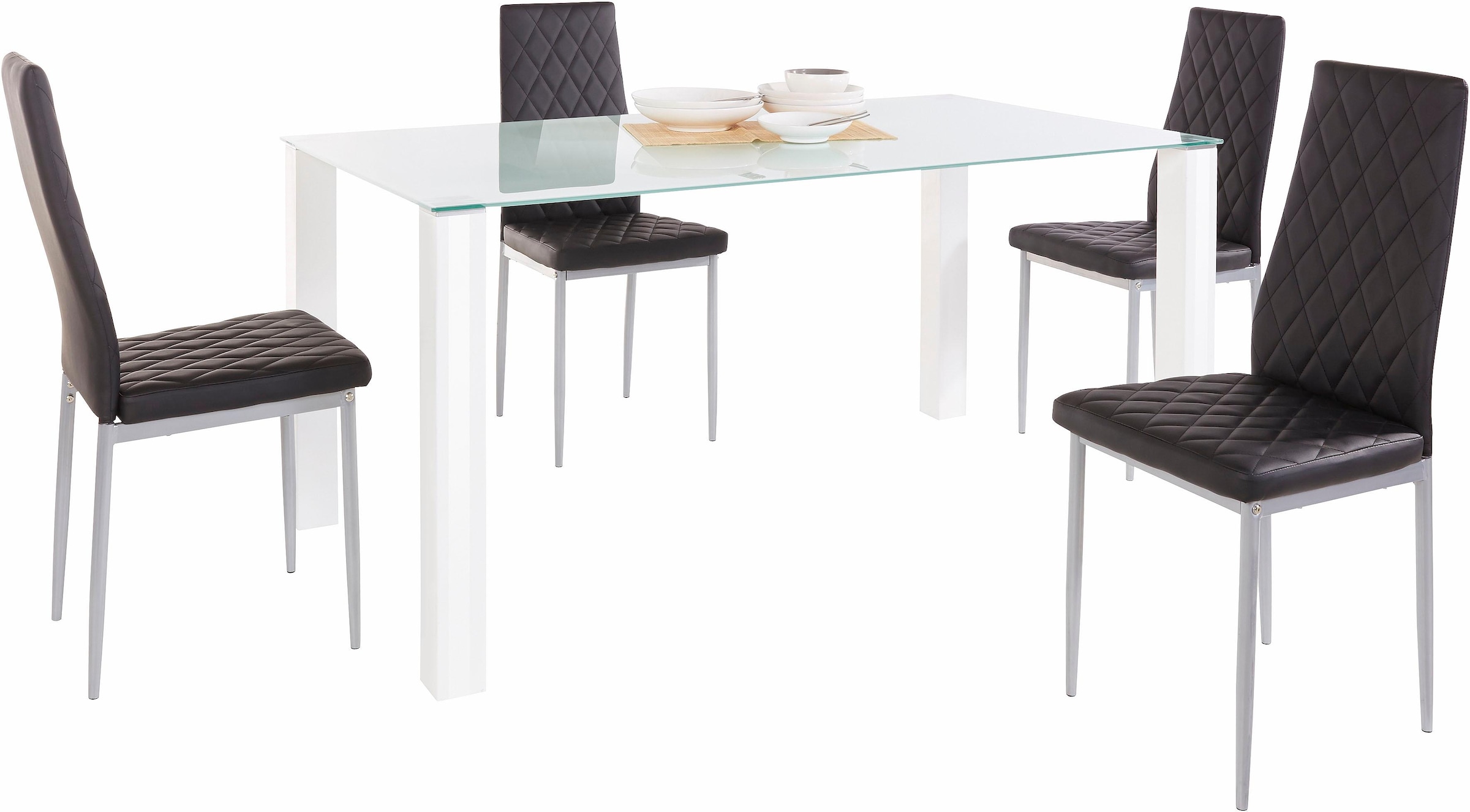 INOSIGN Essgruppe, (Set, 5 breiter verschiedene Farbvarianten bei tlg.), kaufen der OTTO Stuhlbezüge cm 160 Glastisch