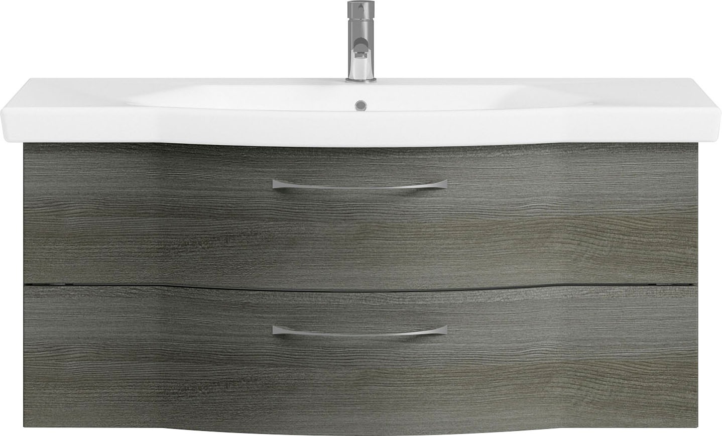 Saphir Badmöbel-Set »6005 Sprint 4-teilig, Keramik-Waschtisch mit LED-Spiegelschrank«, (5 St.), Unterschrank, Midischrank, inkl. Türdämpfer, 5 Türen, 5 Schubladen