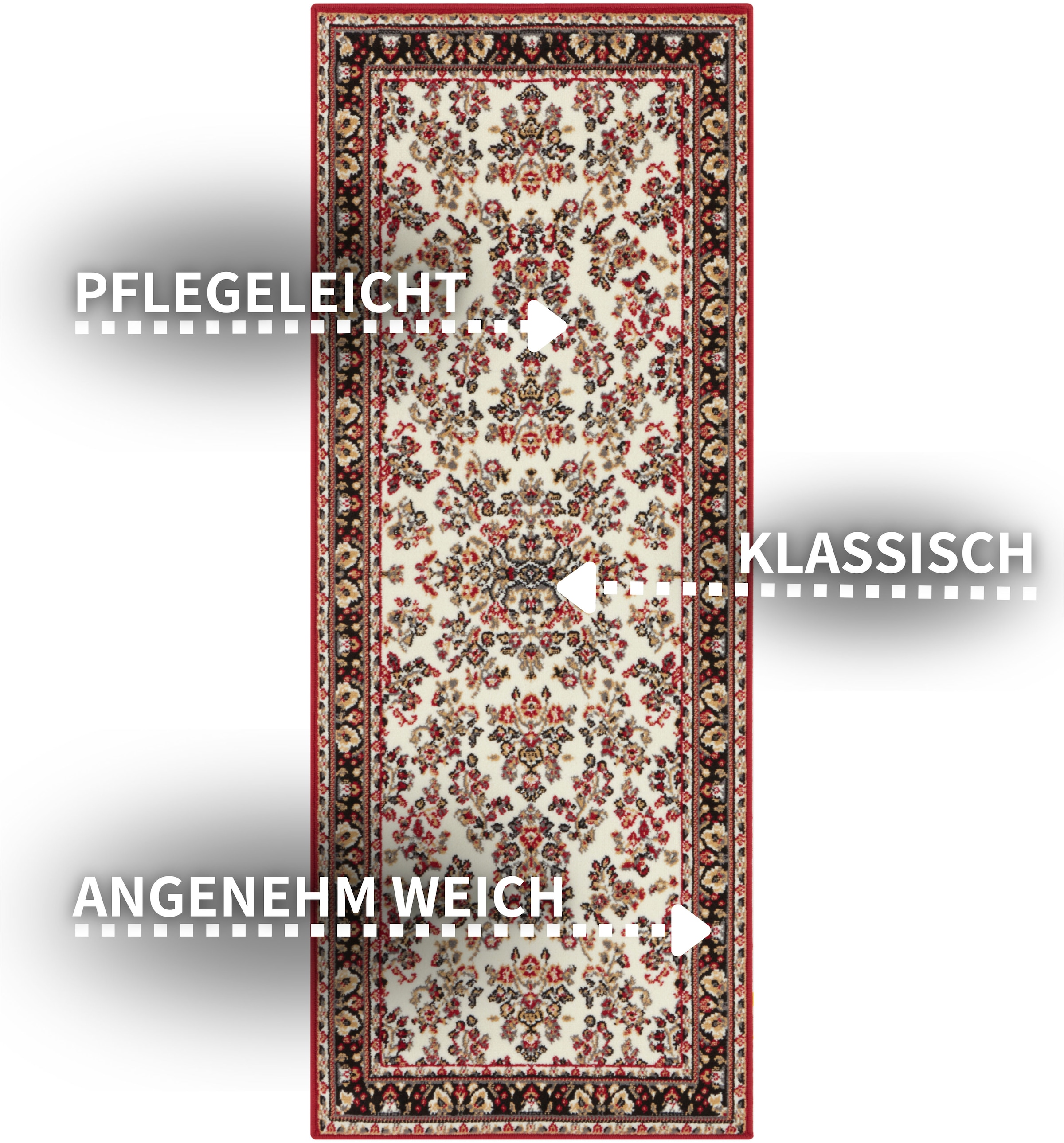 HANSE Home Teppich »Halton«, rechteckig, 8 mm Höhe, Kurzflor, Orient-Optik, mit Bordüre, Läufer, pflegeleicht, gekettelt