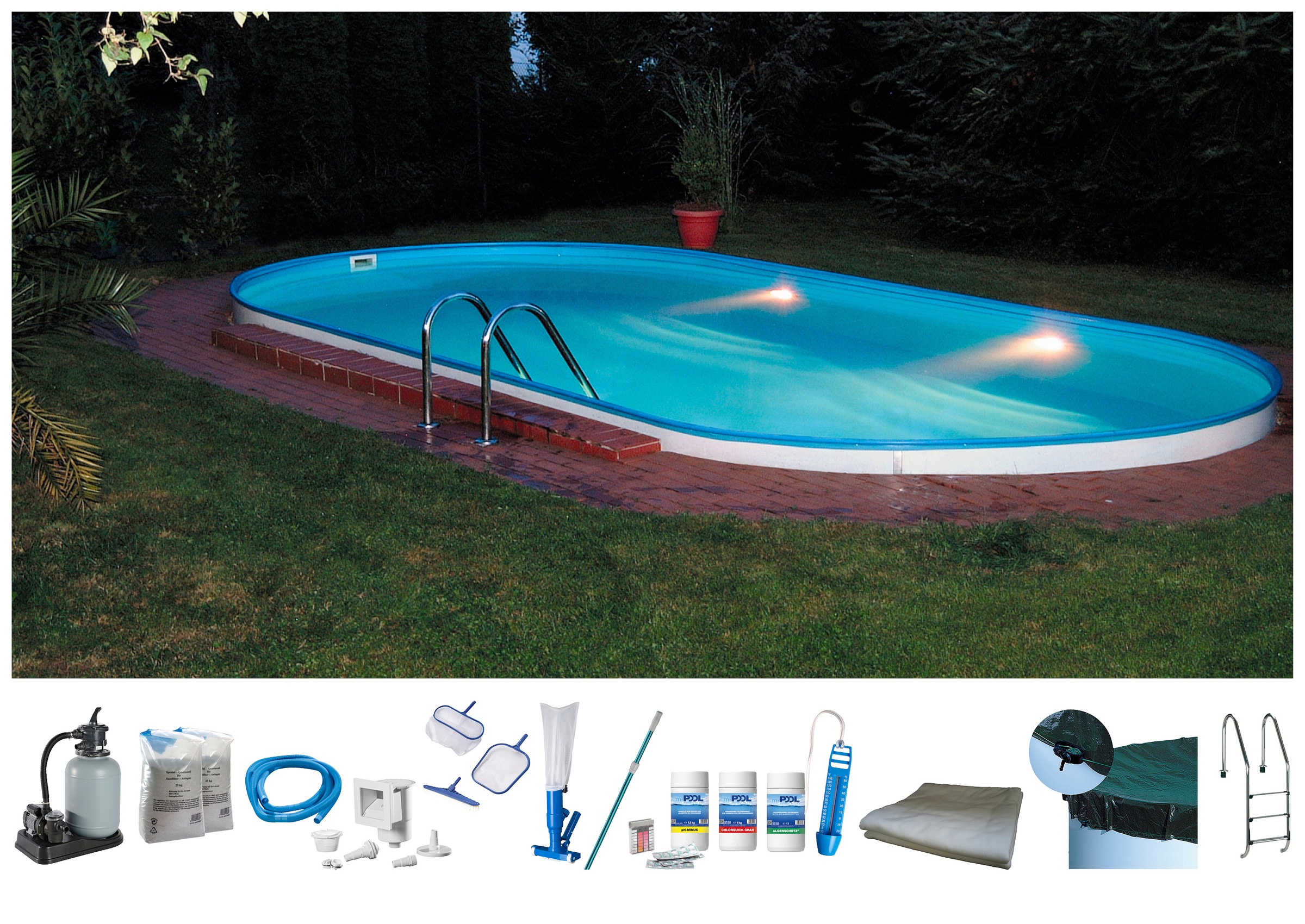 BWT MY POOL Ovalpool, (Set), 10-tlg., BxLxH: 360x737x120 cm