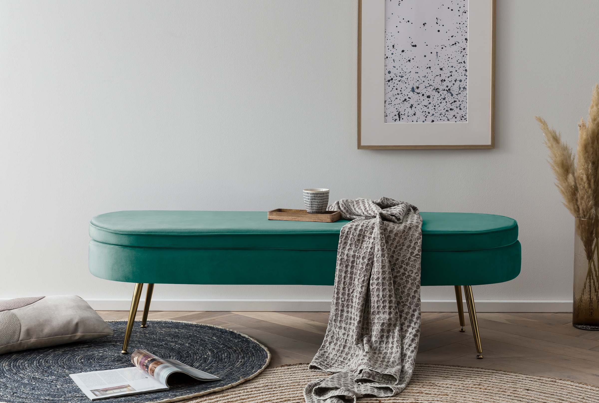 SalesFever Polsterbank »Clam Elegante Polsterbank«, Eleganz in Gold: Breite 142cm
