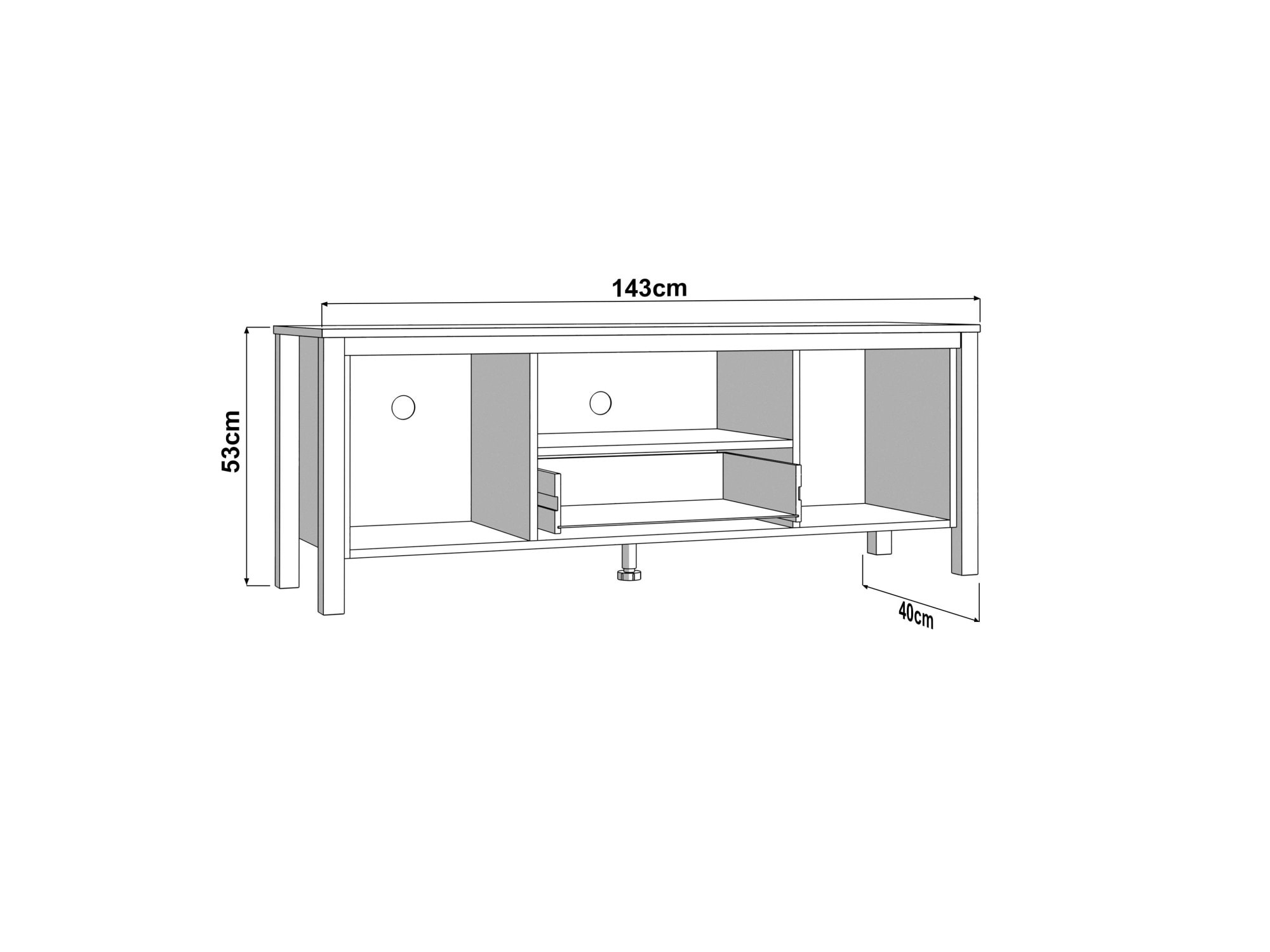 Home affaire Lowboard »BEDFORD, TV-Board, TV-Kommode, TV-Schrank, TV-Möbel im Landhausstil« MDF-Profil ummantelt, 2 Türen, 1 Schublade & 3 Fächer mit Metallgriff