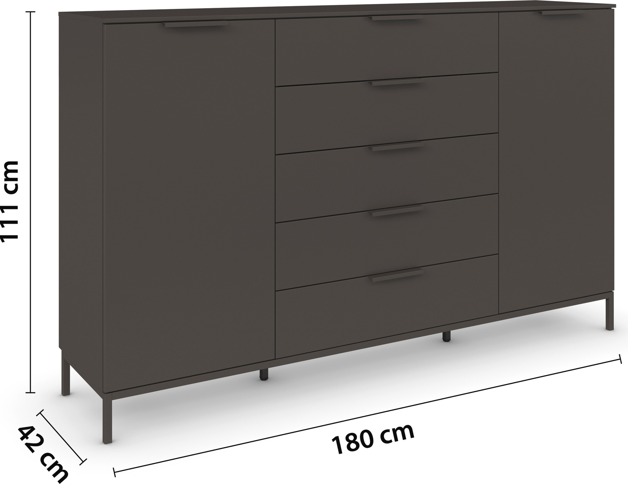 rauch Kombikommode »Kommode Türkommode Sideboard Kombikommode FLIPP« Breite 160/180 cm mit 4 Einlegeböden,  2-türig mit  5 Schubladen und Soft-Close-Funktion in zwei Breiten