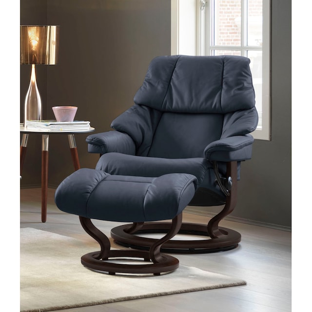 Stressless® Relaxsessel »Reno«, (Set, Relaxsessel mit Hocker), mit Hocker,  mit Classic Base, Größe S, M & L, Gestell Braun online kaufen