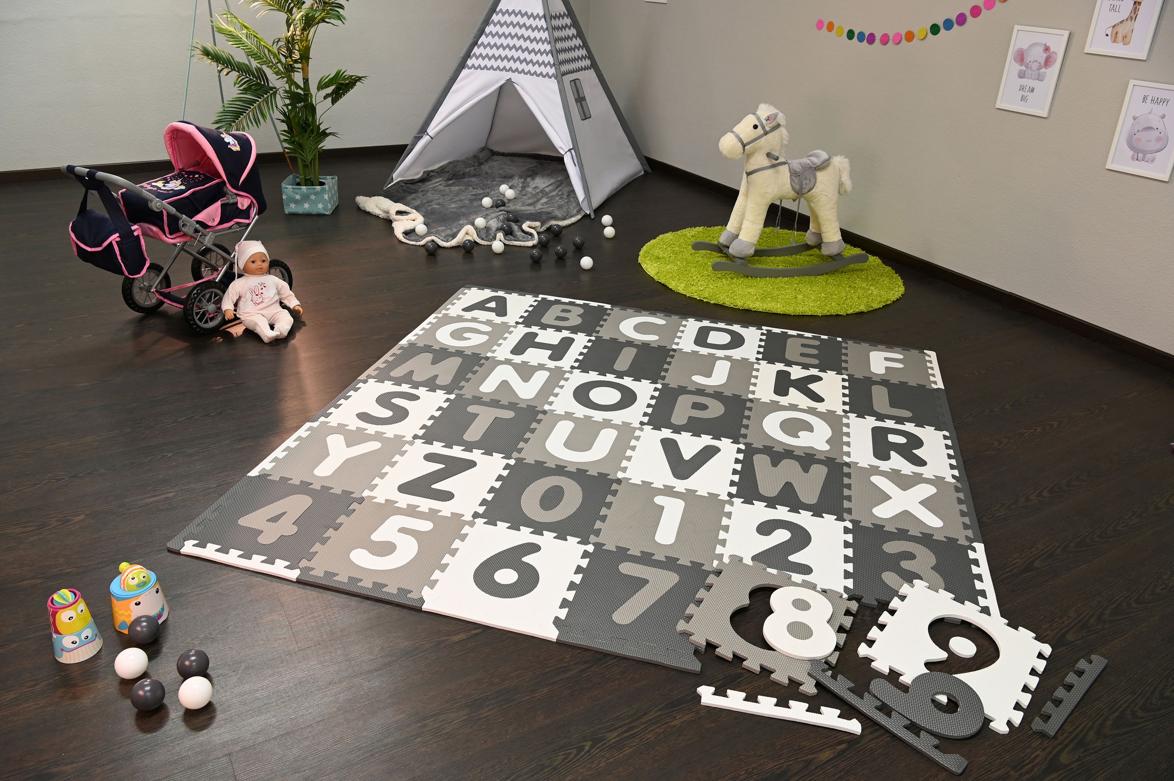 Bodenpuzzle bestellen »Alphabet Puzzlematte, + Puzzle grau-weiß«, Knorrtoys® bei OTTO Zahlen,