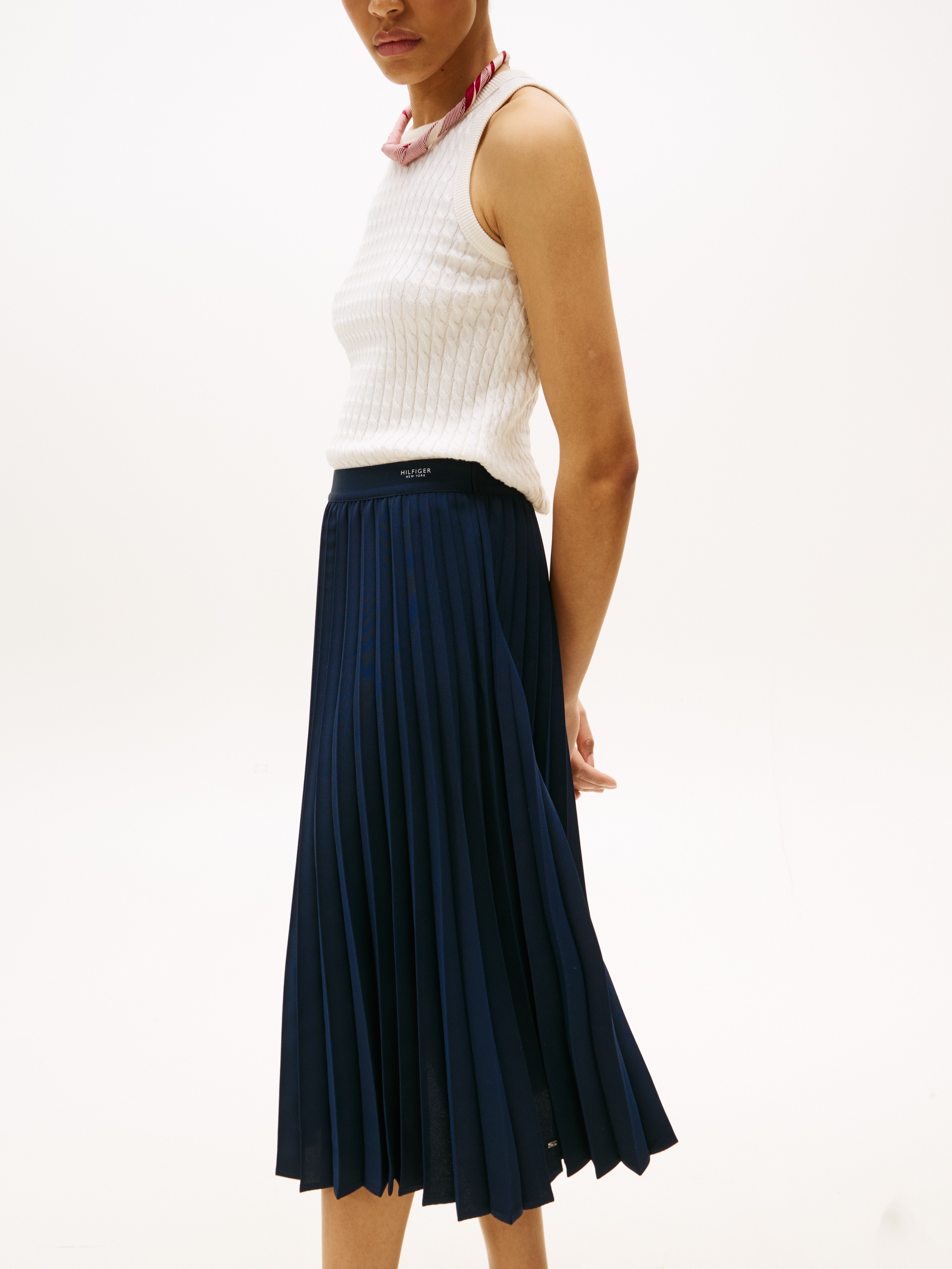 Tommy Hilfiger Plisseerock »FLUID PLEATED PULL ON MIDI SKIRT«, mit rundum Falten