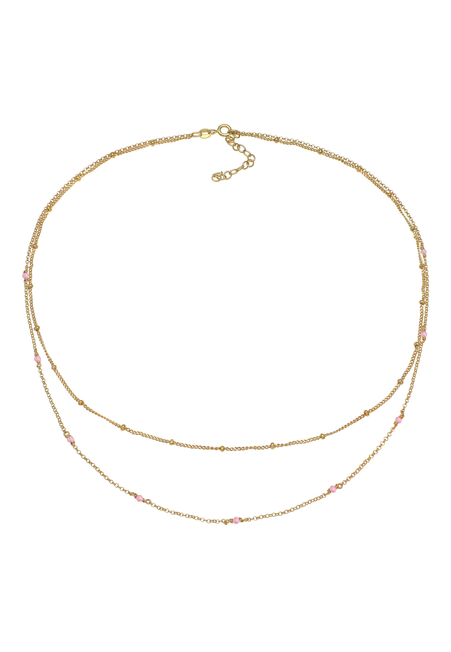 Elli Silberkette »Halskette Layer Rosa Quarz Kugeln Beads 925 Silber«