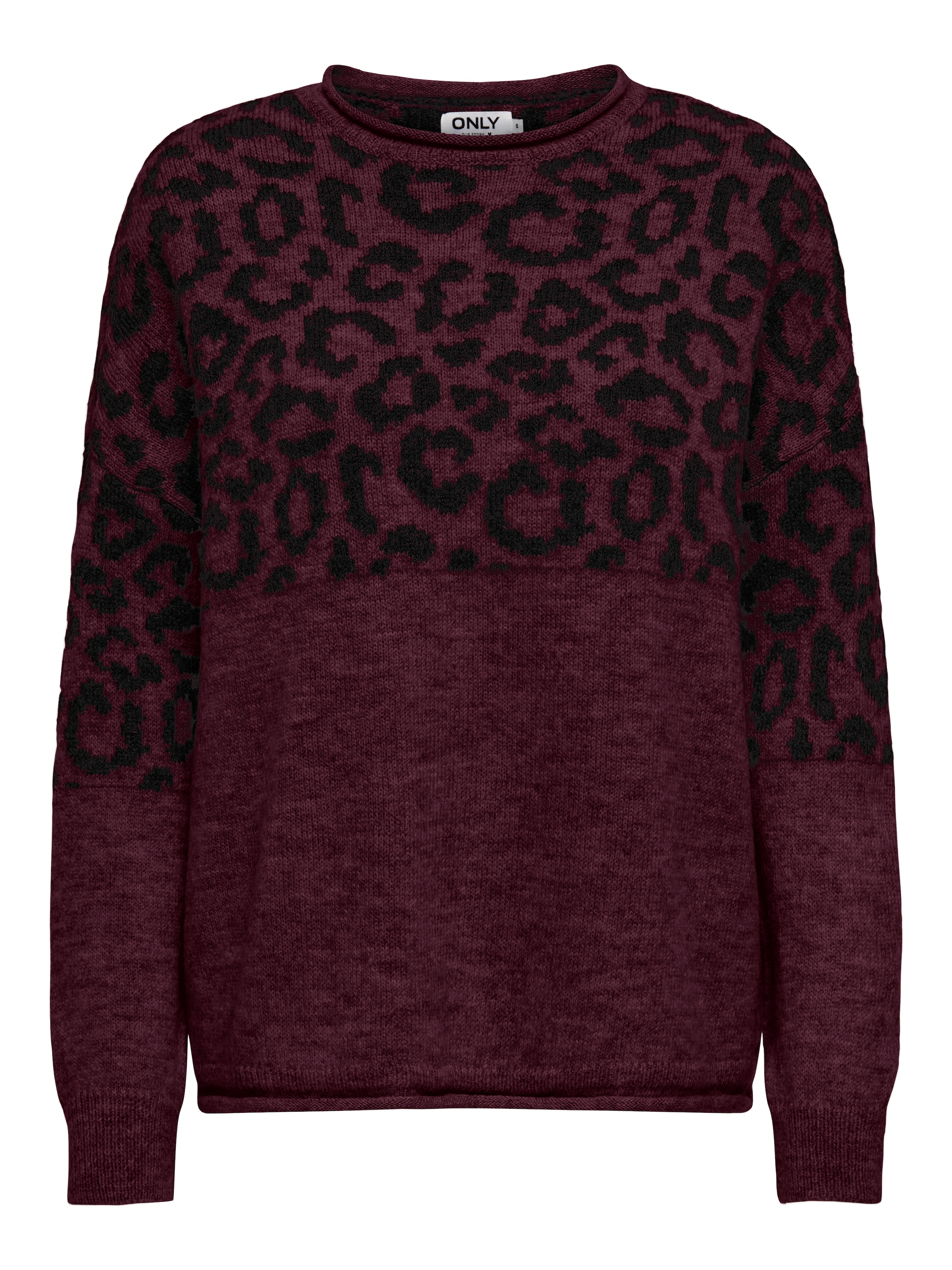 ONLY Rundhalspullover »ONLJADE ANIMAL LS O-NECK NOOS KNT« Kunstfaser, regular fit