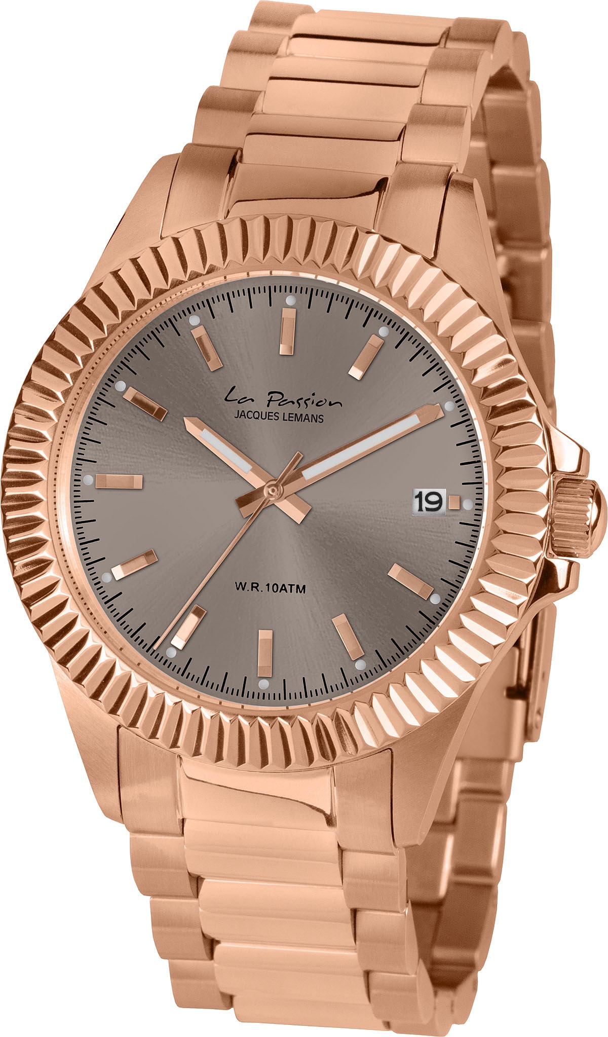 Jacques Lemans Quarzuhr »La Passion« Armbanduhr, Damenuhr, Edelstahlarmband, analog, Datum, Leuchtindex