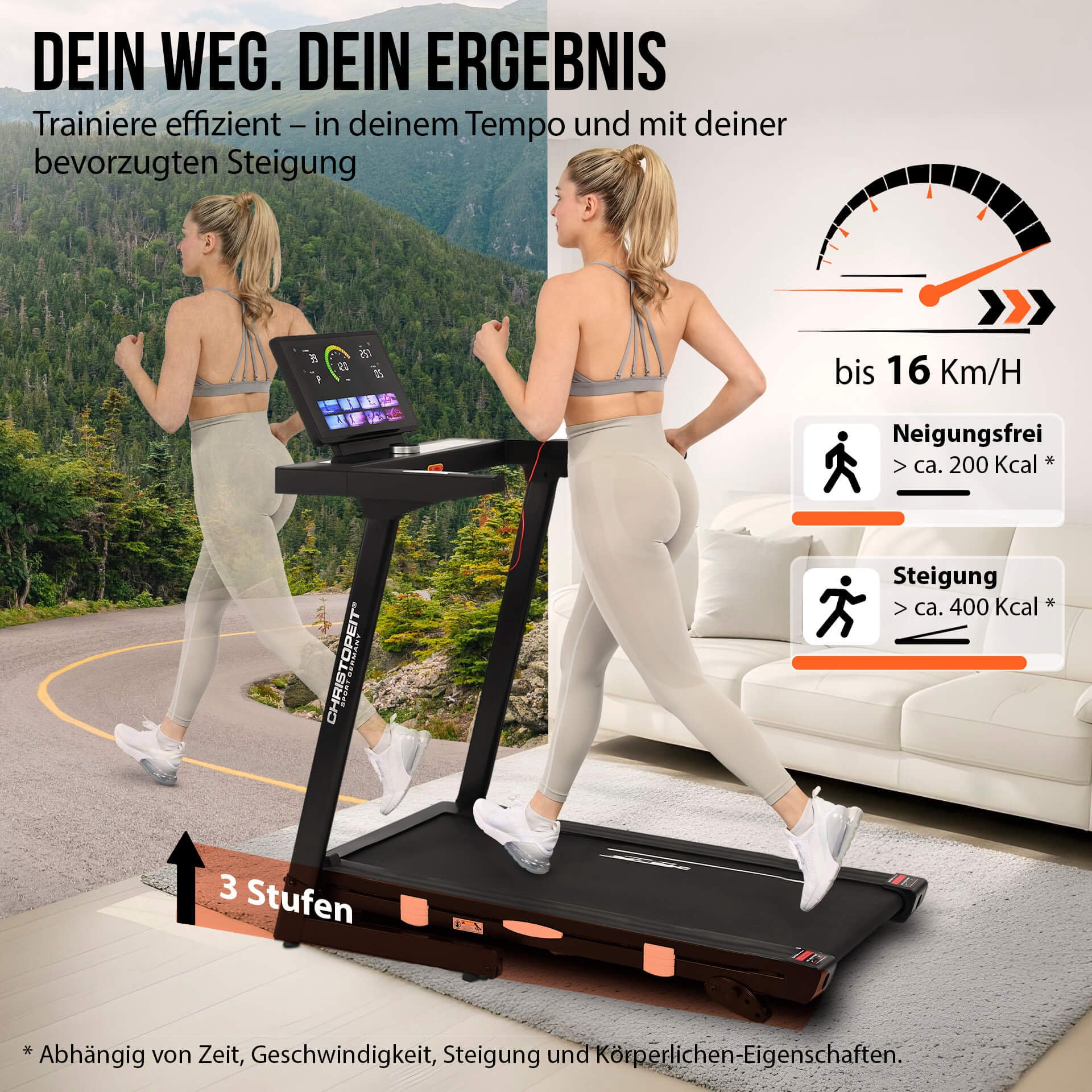 Christopeit Sport® Laufband »Laufband TM 4000 S« bis max. 16 km/h, klappbar, 120 kg max. Benutzergewicht