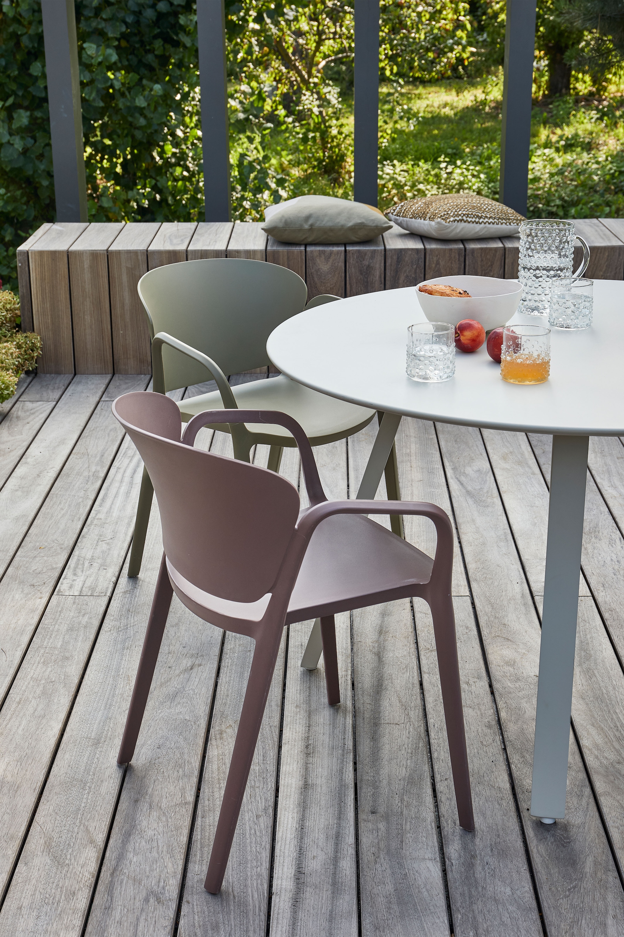 WOOOD Esszimmerstuhl »Bent Polypropylen stapelbar für In- und Outdoor, H 75 x B 57 x T 56 cm« () (Set, 2 St) Tragkraft 150 kg, fertig montiert, wasserabweisendes