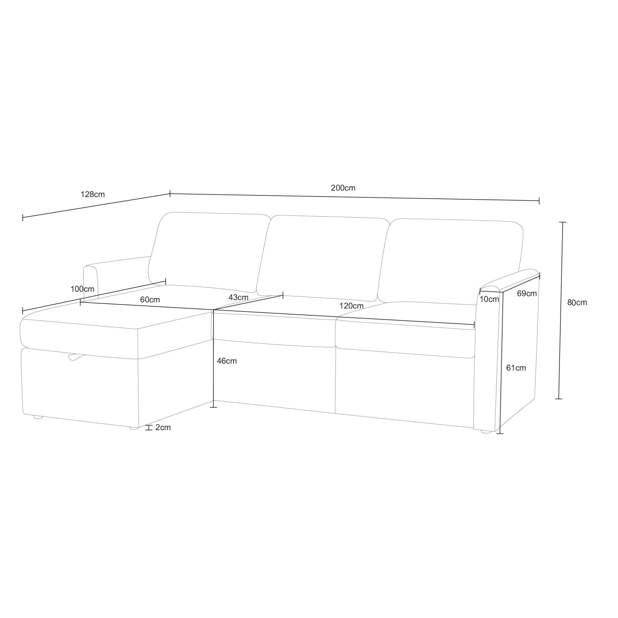 Dorel Home Ecksofa »NORDHUS, L-Form, 200 cm, Recamiere rechts/links montierbar« großer Stauraum, softer Cord und feiner Webstoff-Bezug