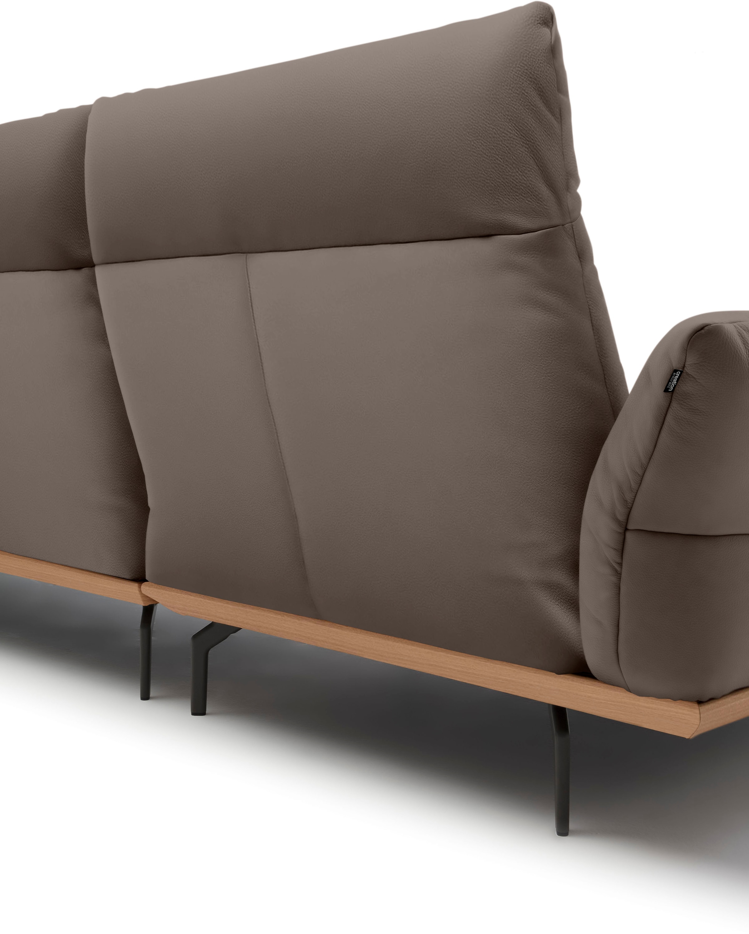 Creation BY ROLF BENZ Ecksofa »CR.460«, Sockel in Eiche, Winkelfüße in Umbragrau, Breite 318 cm