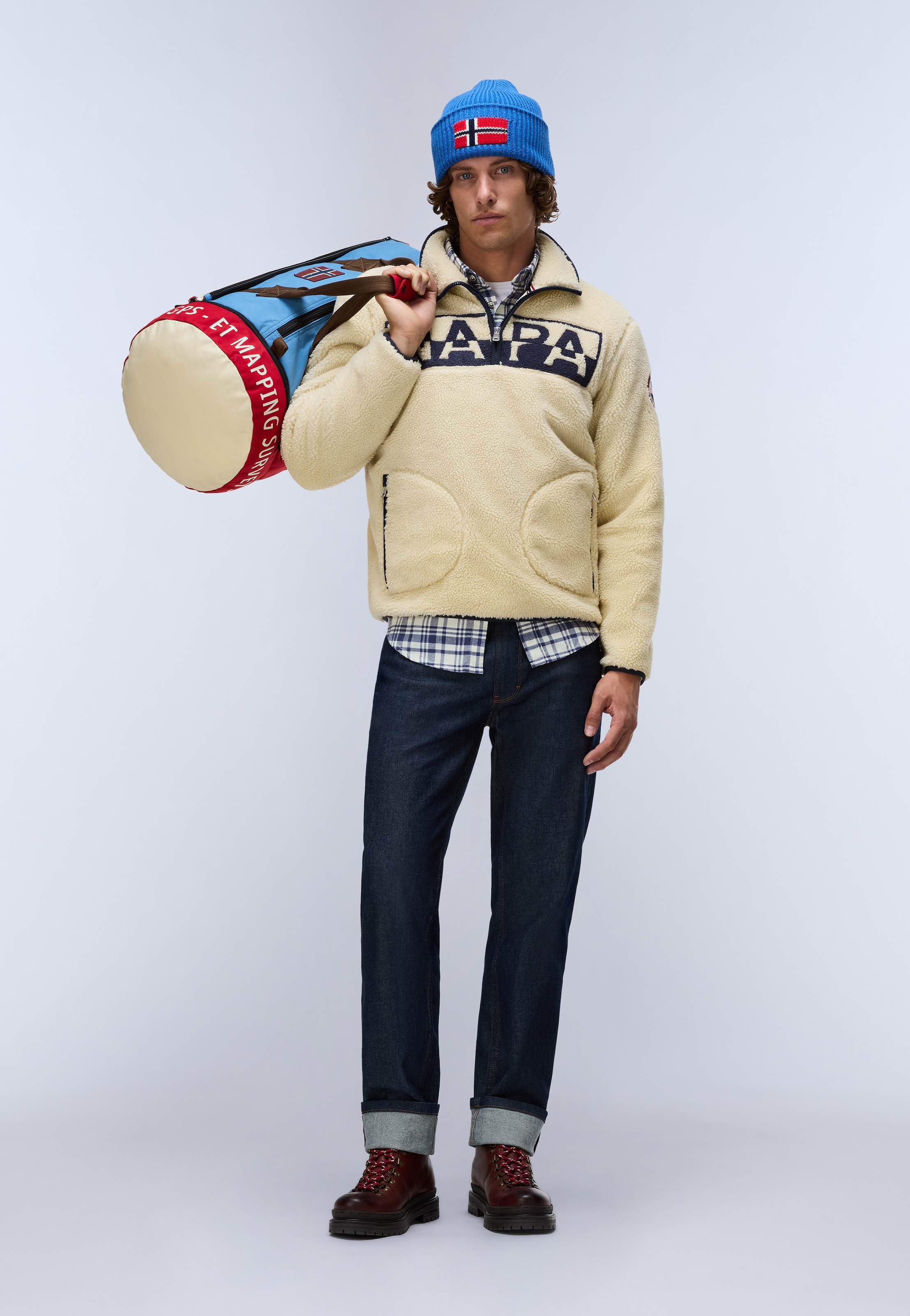 Napapijri Fleeceshirt »T-ARCHIVE FLEECE HZ PUTTY N5E« aus Polyester, mit weichem Griff, auch in großen Größen