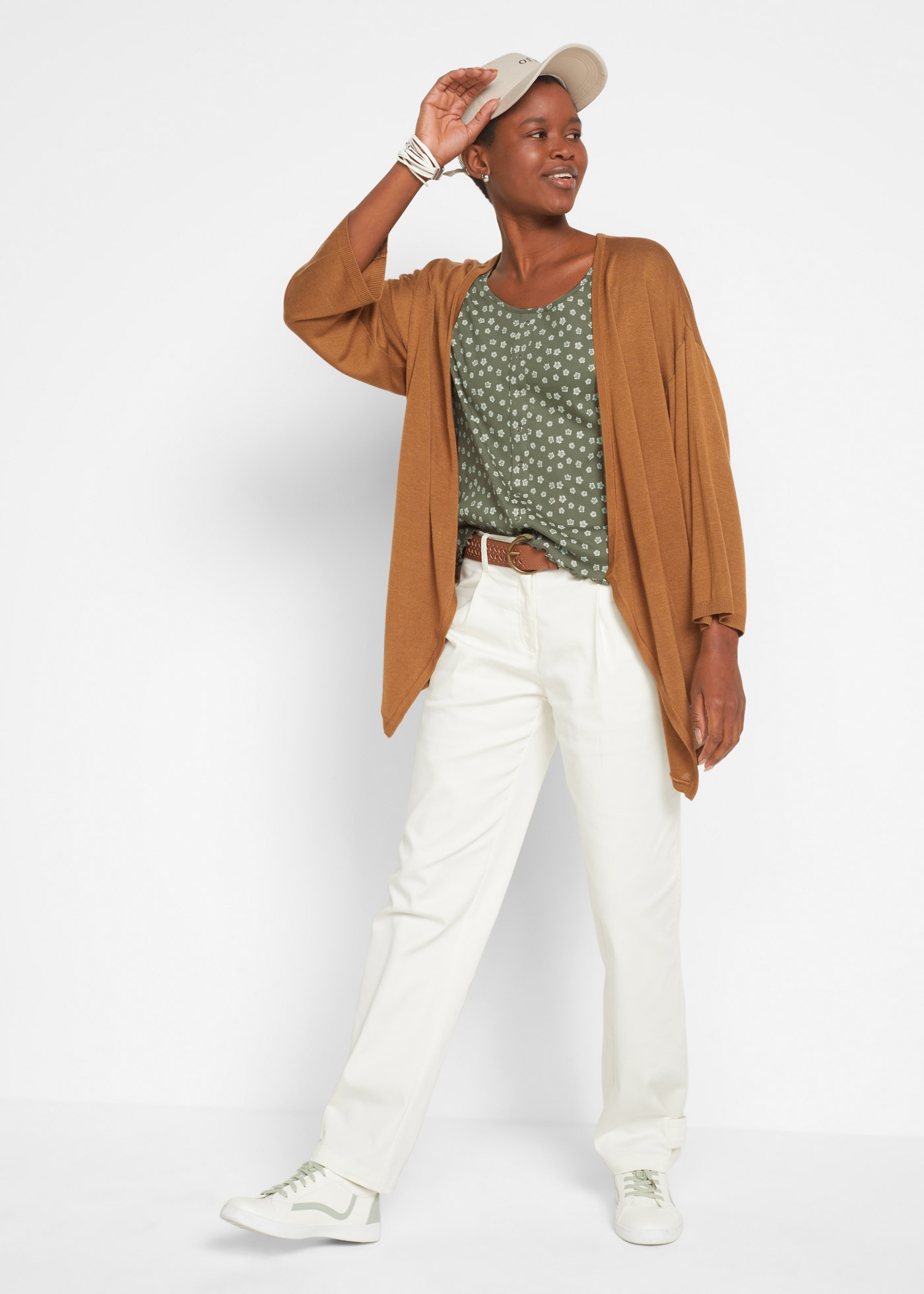 bonprix T-Shirt »Ripp-Shirt mit Blumendruck, Halbarm« mit Blumendruck