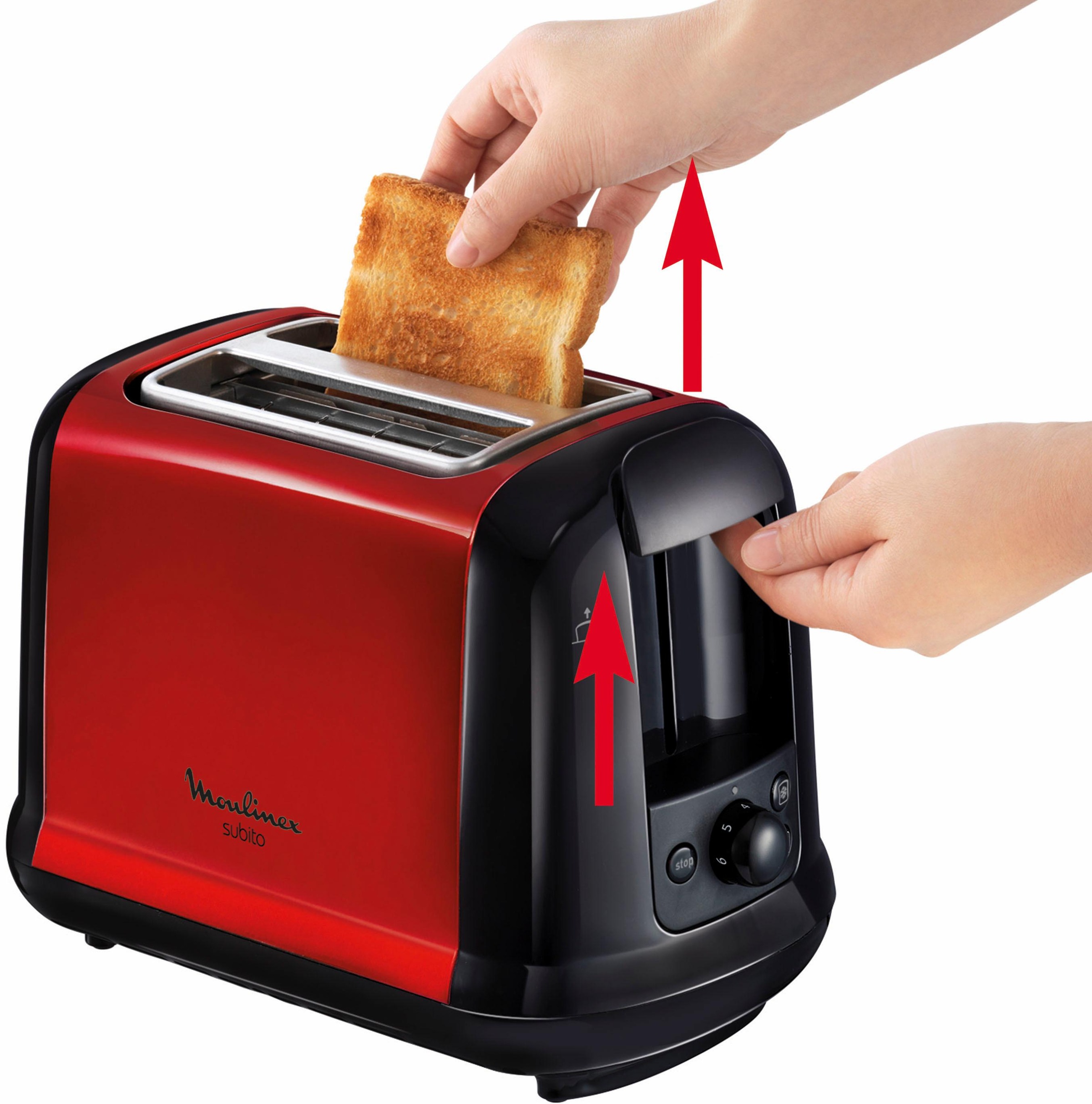 Moulinex Toaster »LT261D Subito«, 2 kurze Schlitze, für 2 Scheiben, 850 W, Anhebevorrichtung, 7 Bräunungsstufen, Krümelschublade