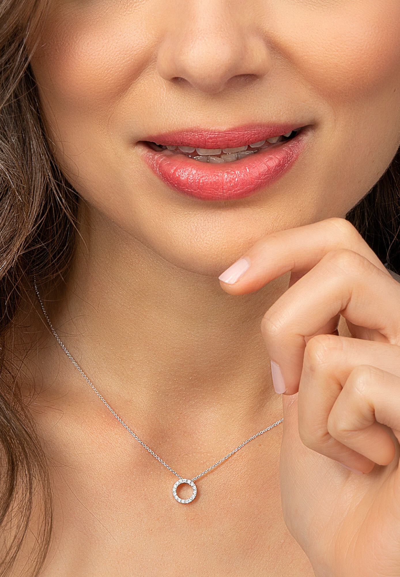 ONE ELEMENT Silberkette »Zirkonia Kreis Halskette aus 925 Silber  45 cm«