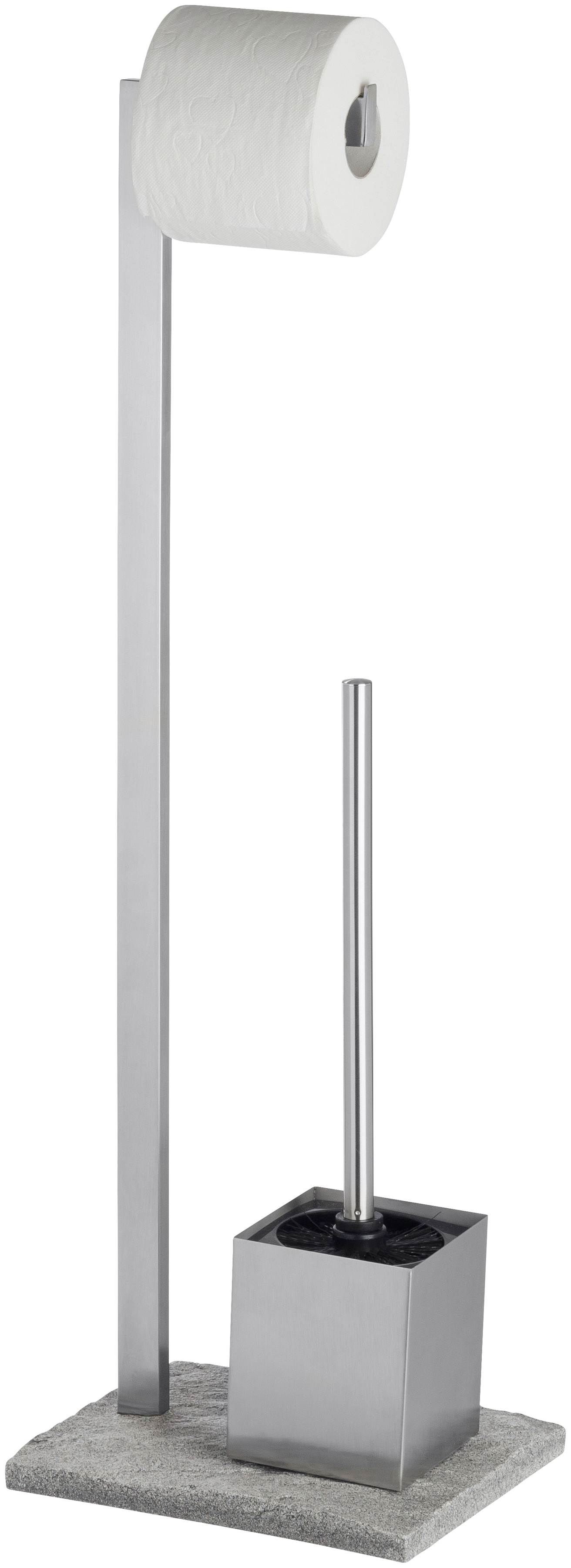 Wenko WC-Garnitur »Granit« aus Edelstahl Polyresin (Kunststein) Edelstahl rostfrei in grau, Größe 0