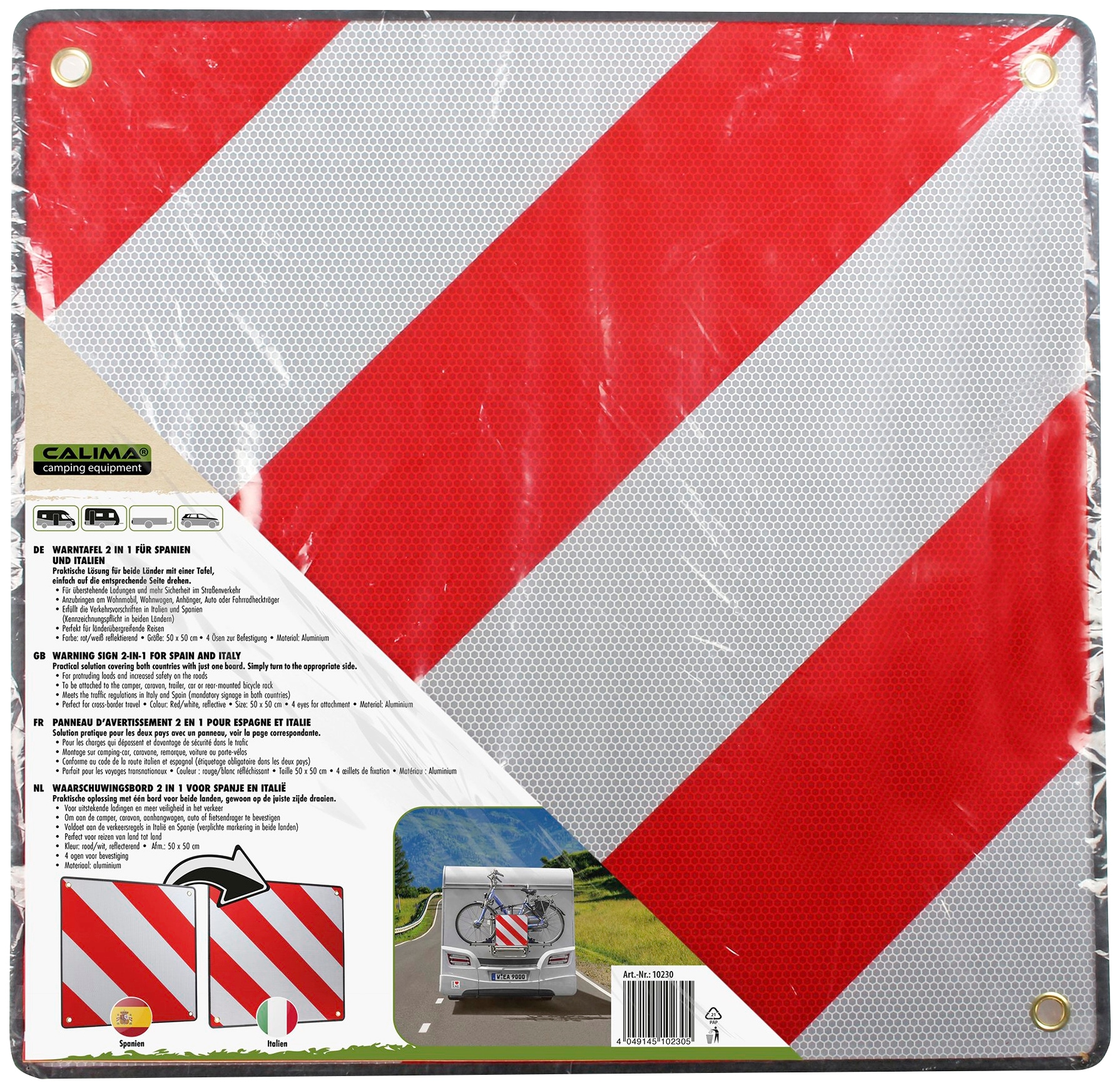 CALIMA Tafel »46044 Warntafel 2 in 1« für Spanien und Italien, aus Aluminium