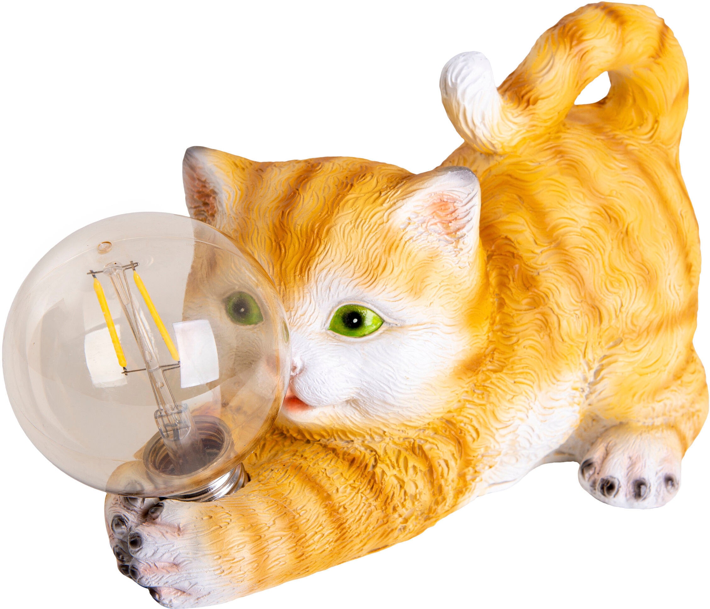näve LED Solarleuchte »Katze«, 1 flammig-flammig, süße gestreifte Katze mit beleuchteter  Kugel und warmweißem Licht im OTTO Online Shop