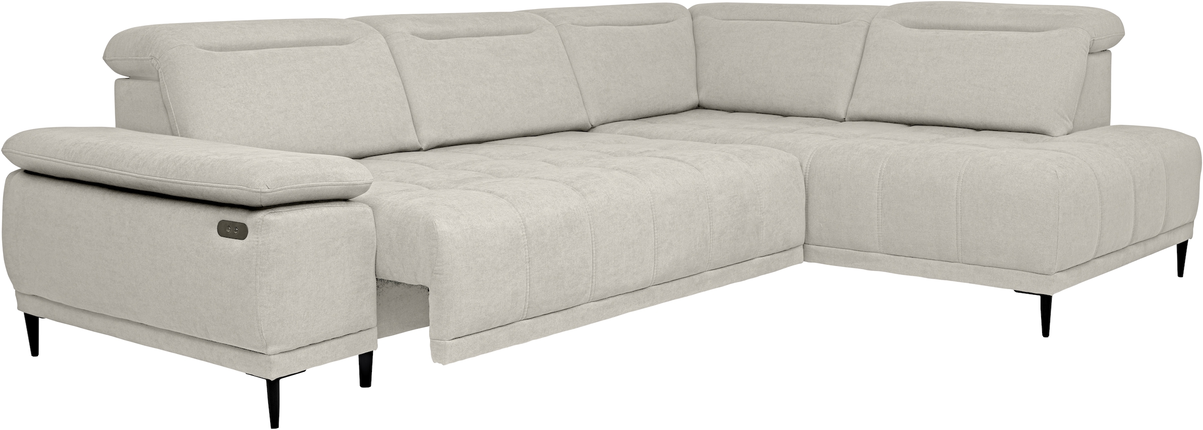 WERK2 Ecksofa »Focus-L, elektrisch erweiterbare Sitztiefe um ca. 30 cm, L-Form« Komfort nach Maß: Ausziehbare Sitztiefe, verstellbare Kopfteile & Füße