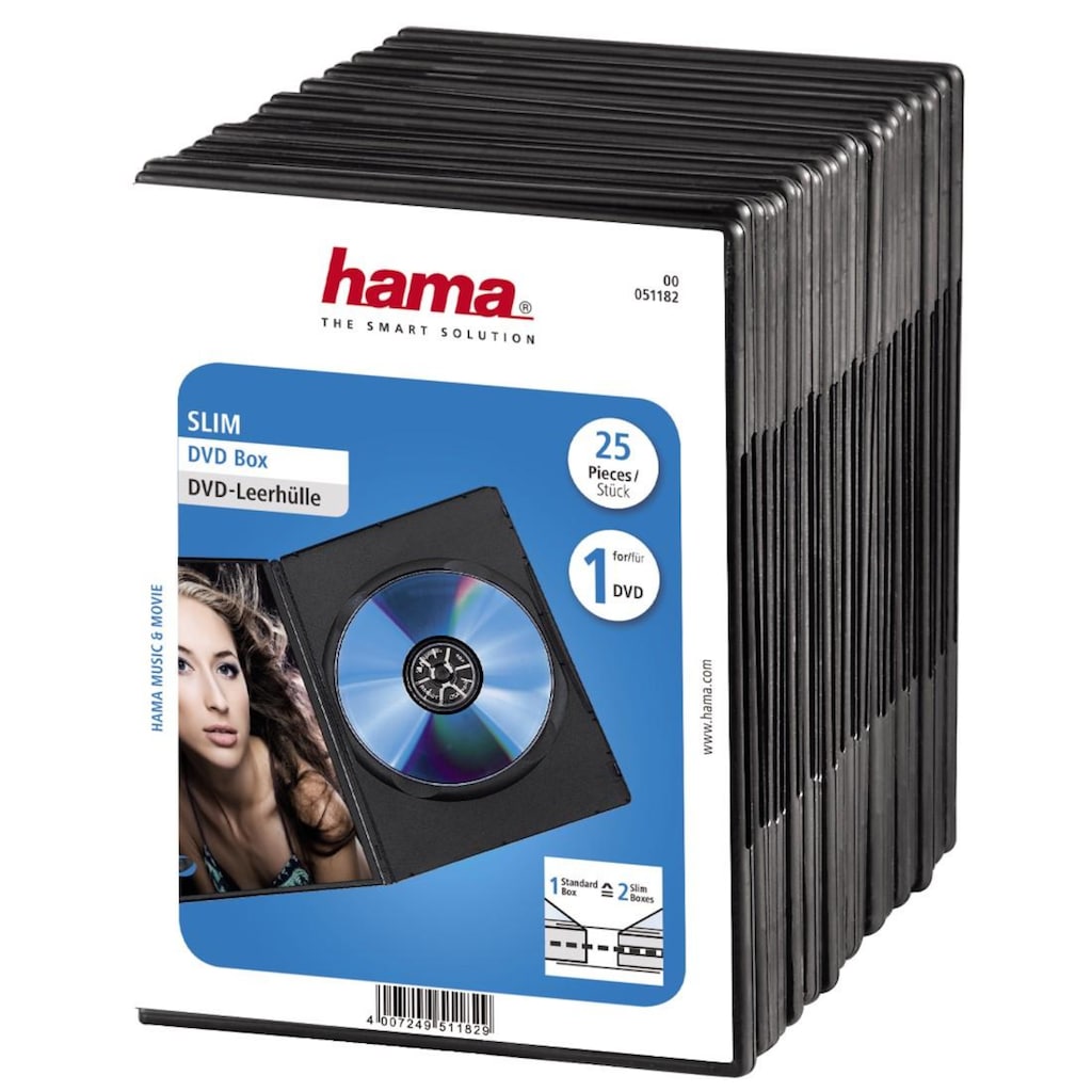 Hama DVD-Hülle »DVD-Leerhülle Slim, 25er-Pack, Schwarz Schutzhülle«