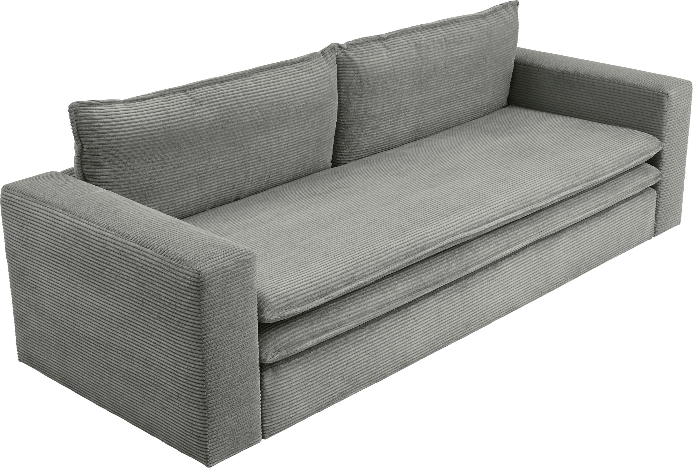 Places of Style 3-Sitzer »PIAGGE«, Cord-Bezug - mit Bettfunktion und Bettkasten, mit praktischem Topper