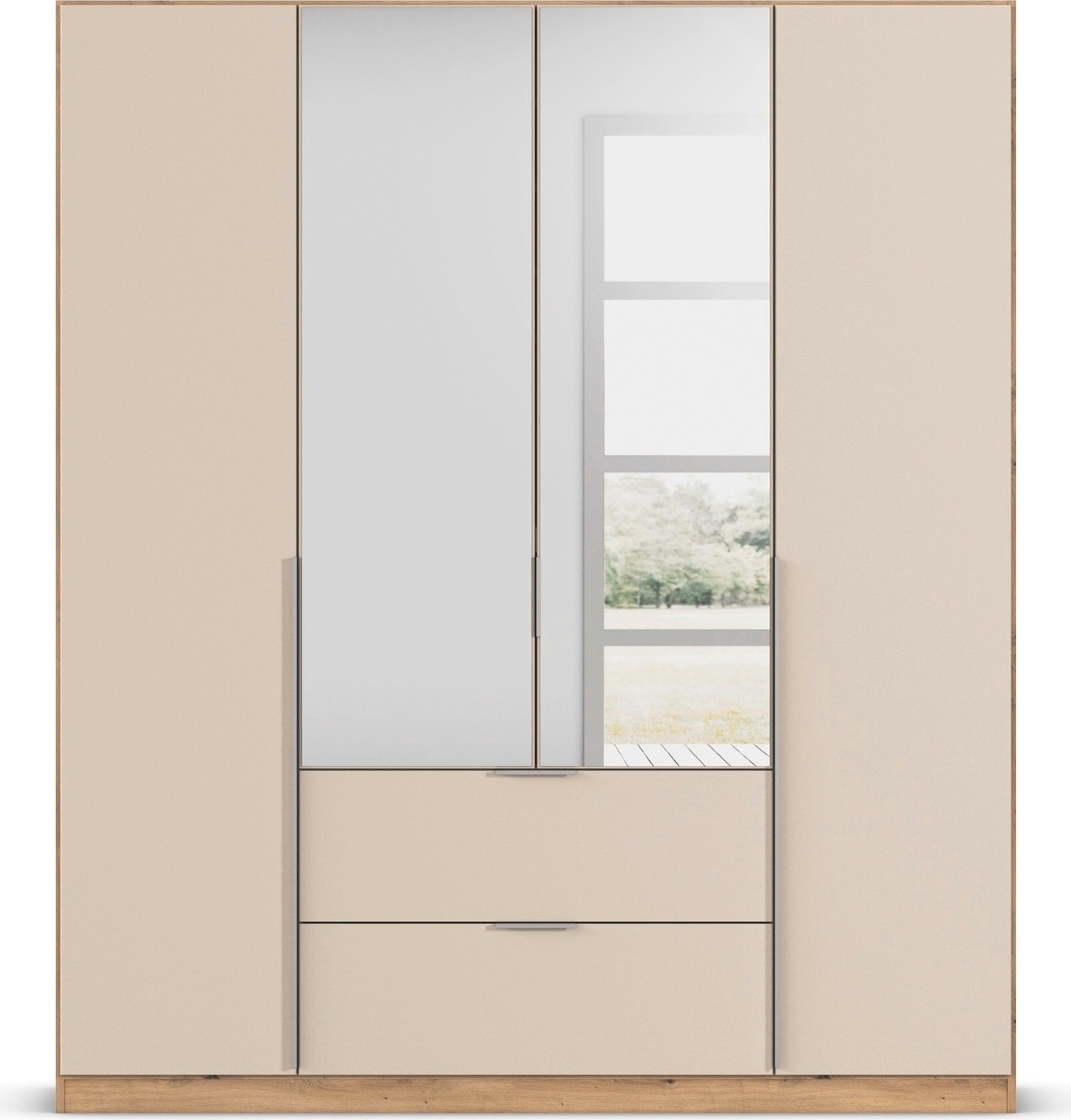 rauch Drehtürenschrank »Kleiderschrank Schrank Garderobe AGORDO mit Dekor- oder Hochglanzfront«, (in zwei Griff-Farben mit Dekor- oder Hochglanzfront), mit Außenschubkästen, in 6 Breiten und 2 Höhen MADE IN GERMANY