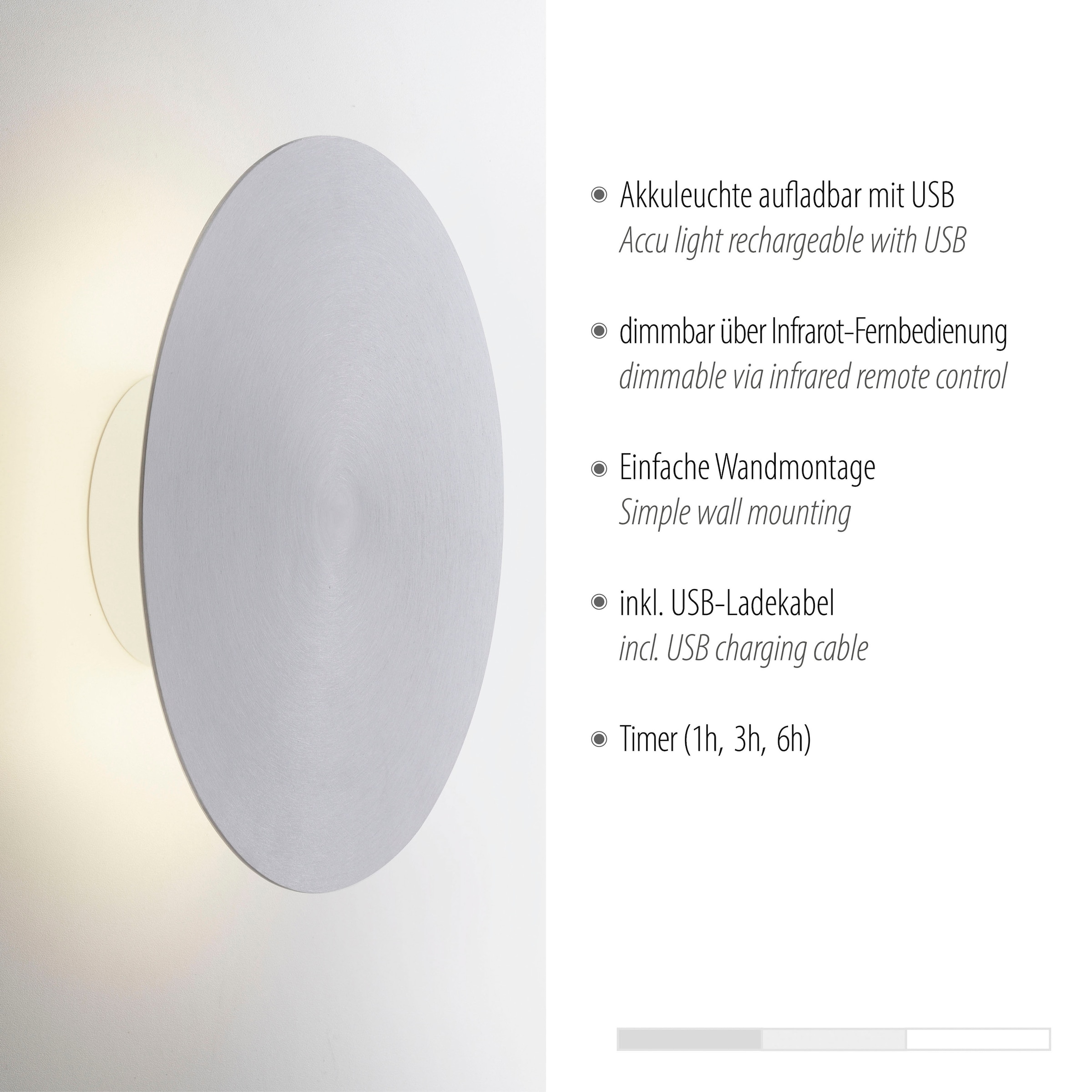 Paul Neuhaus Wandleuchte »AKKU PUNTU«, 1 flammig, Leuchtmittel LED-Board | LED fest integriert