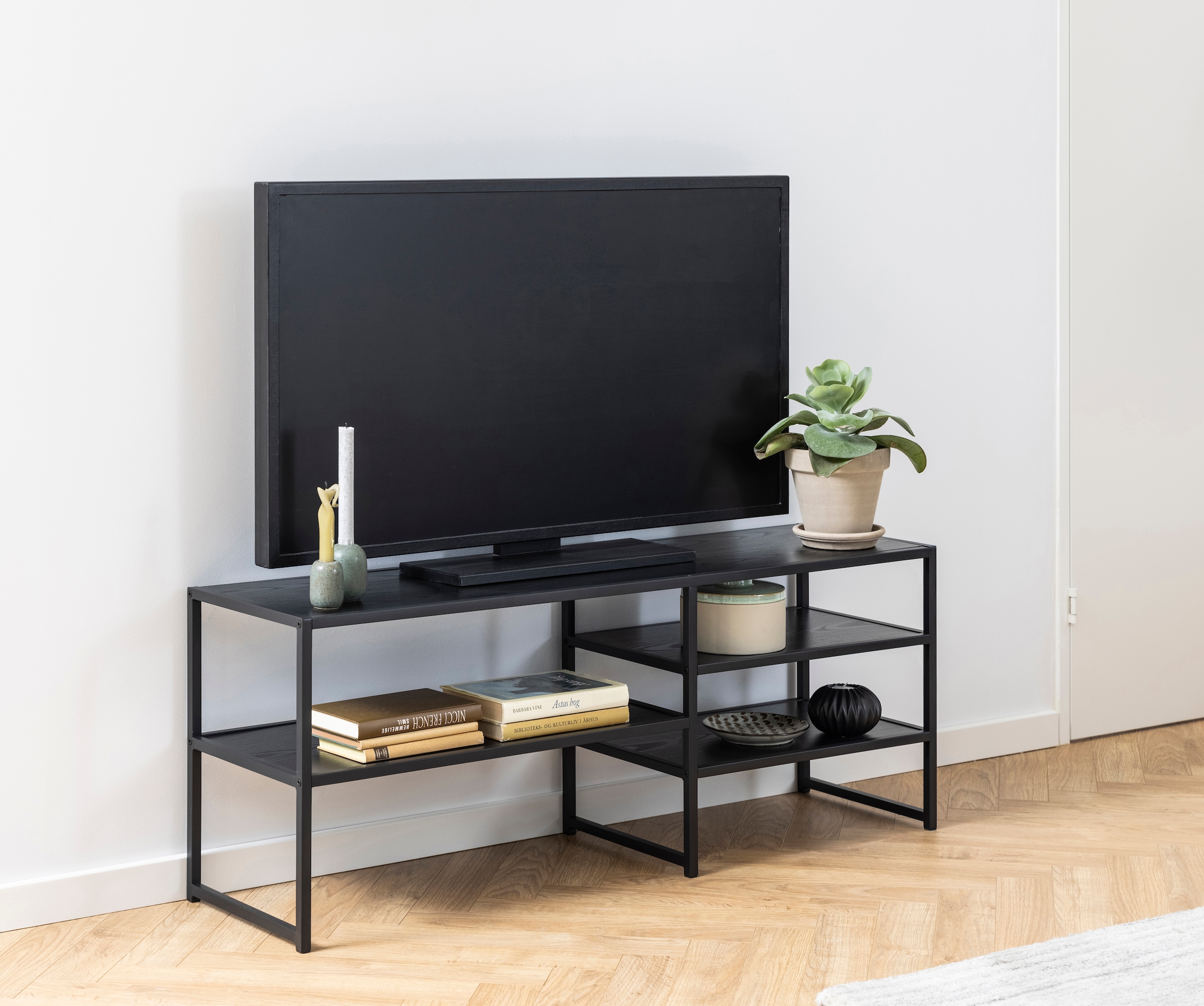 ACTONA GROUP TV-Schrank, Metallgestell im Industrie-Look, 3 Einlegeböden, Breite 120 cm