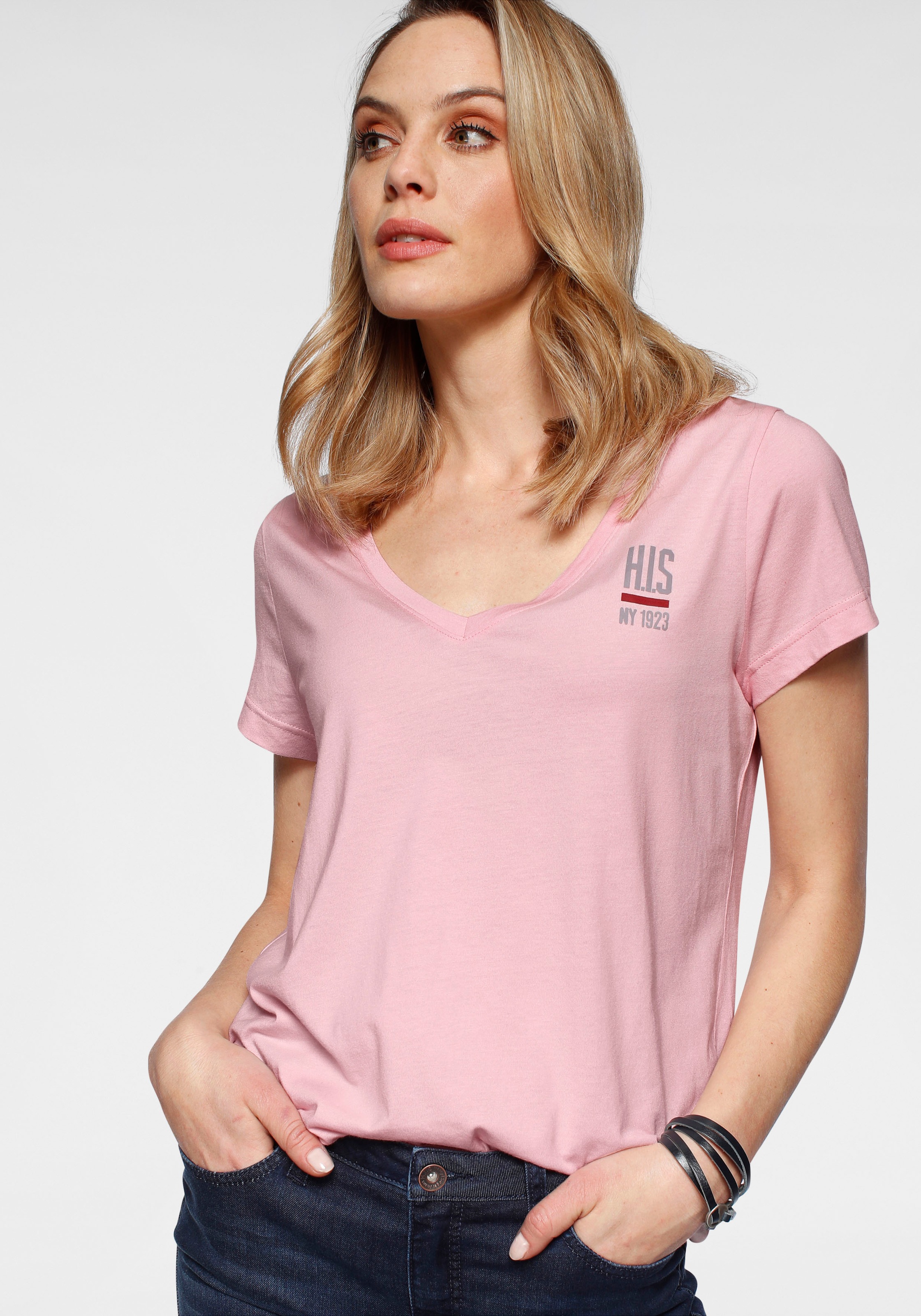 H.I.S T-Shirt, mit Reflektor-Logo-Print