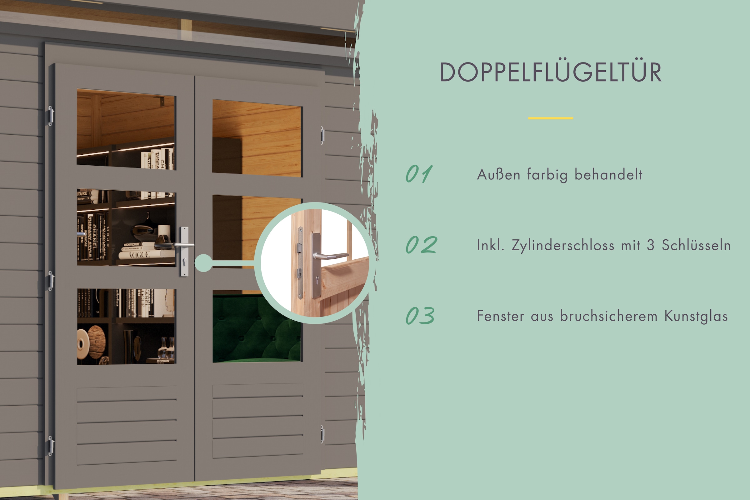 Karibu Gartenhaus »Langesee 6 mit Anbaudach« aus hochwertiger nordischer Fichte mit wasserabweisender Profilierung