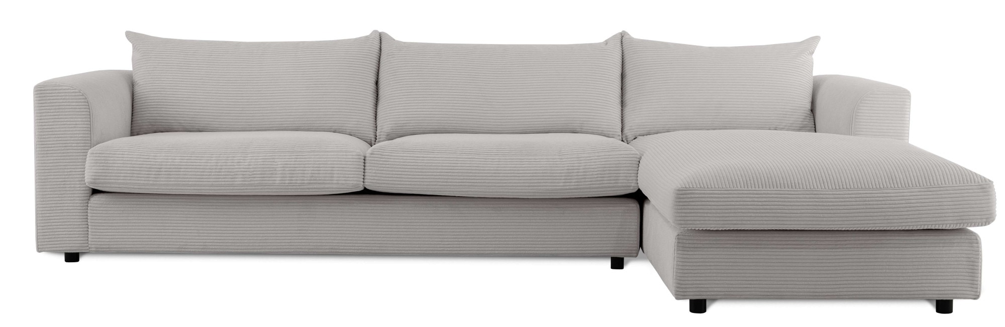 LeGer Home by Lena Gercke Ecksofa »Avelina«, (2 St.), Breite 297 cm, in Cord- und Chenille- Stoff, Rückenkissen mit Federn