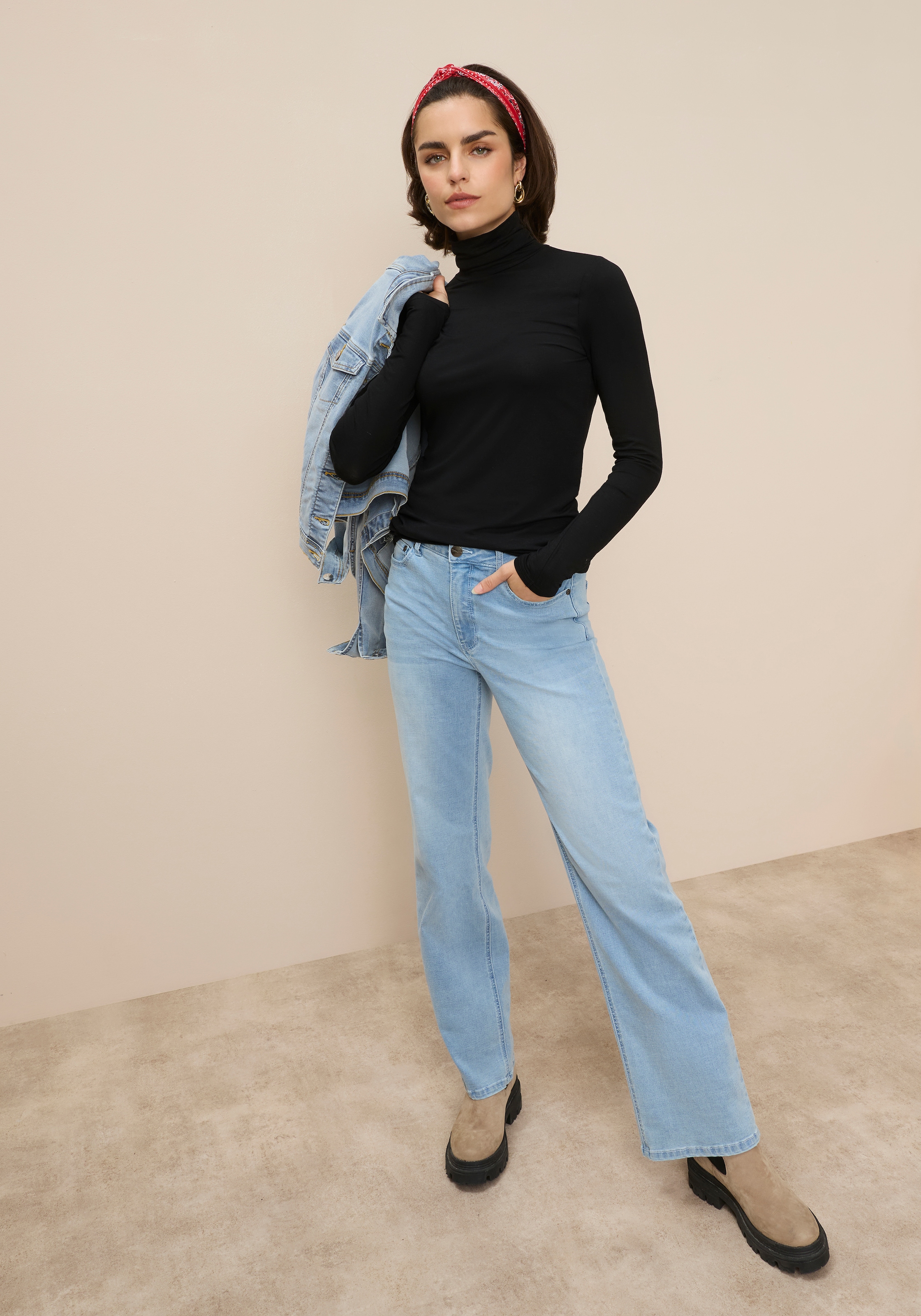 Tamaris Rollkragenshirt Langarm,  Basic, aus elastischem Material