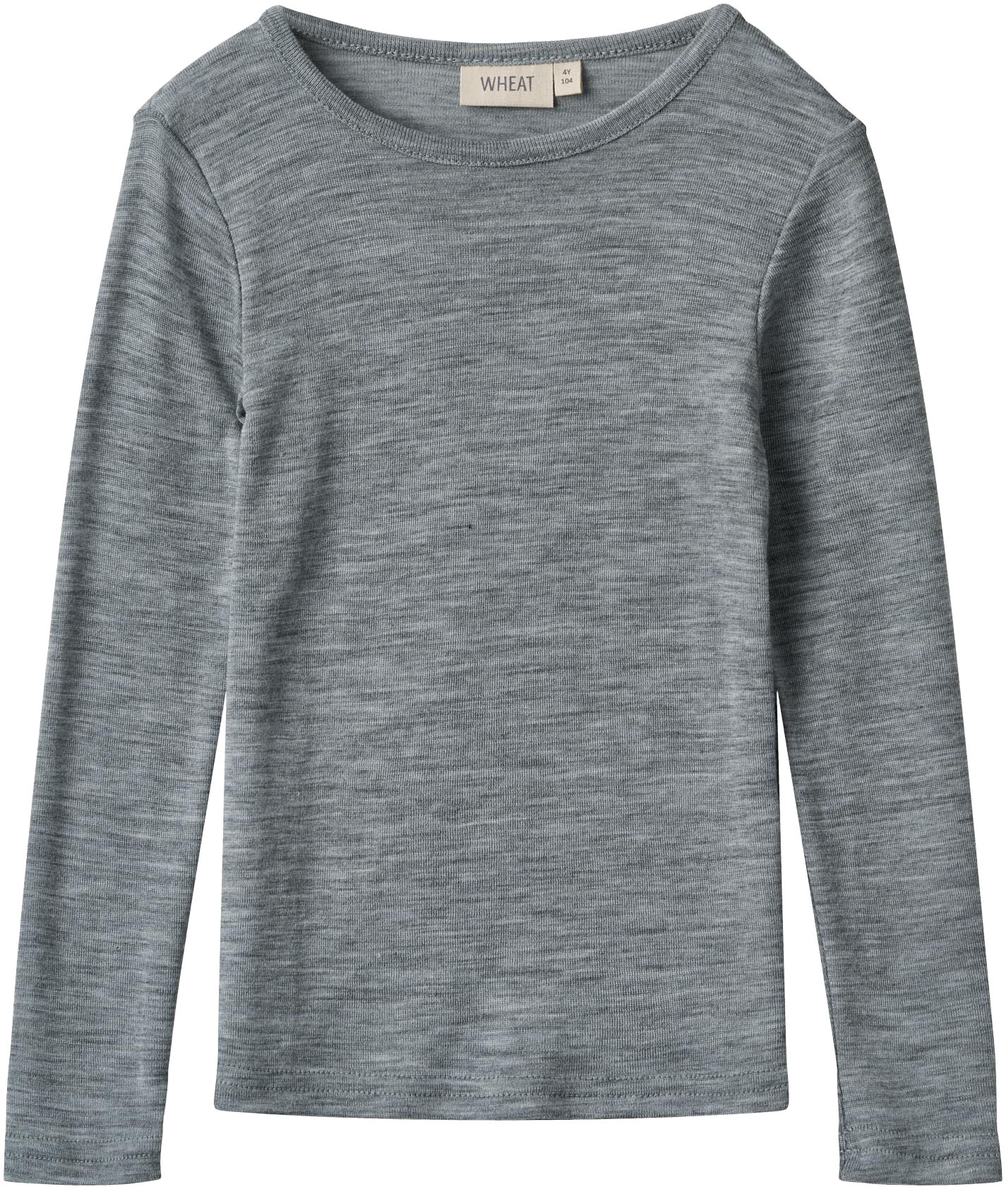 Wheat Langarmshirt »Wool T-Shirt L/S Alfie« aus reiner Merinowolle in grau, Größe 104
