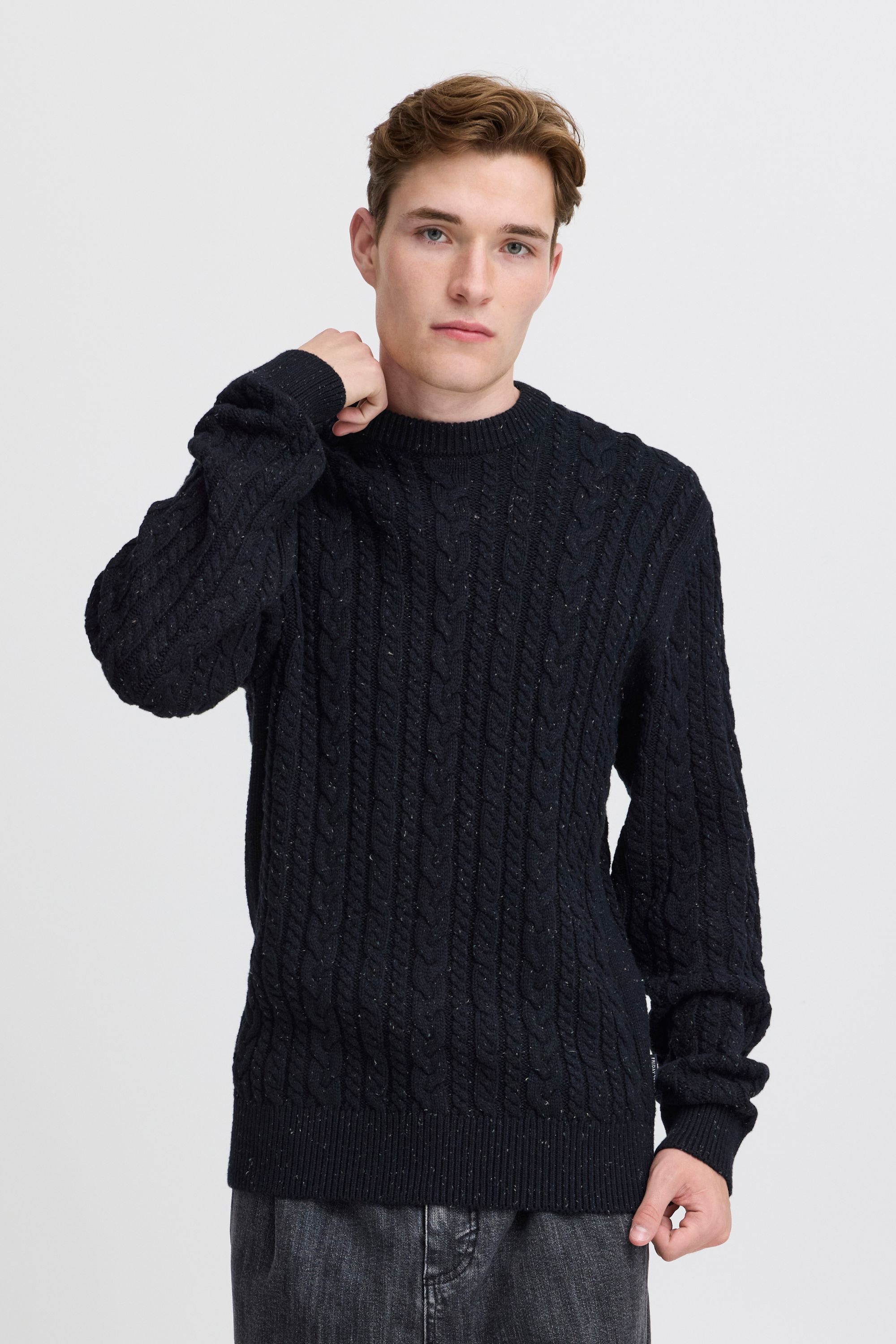 Casual Friday Strickfleece-Pullover »Strickpullover CFKARL cable crew neck knit with neps«