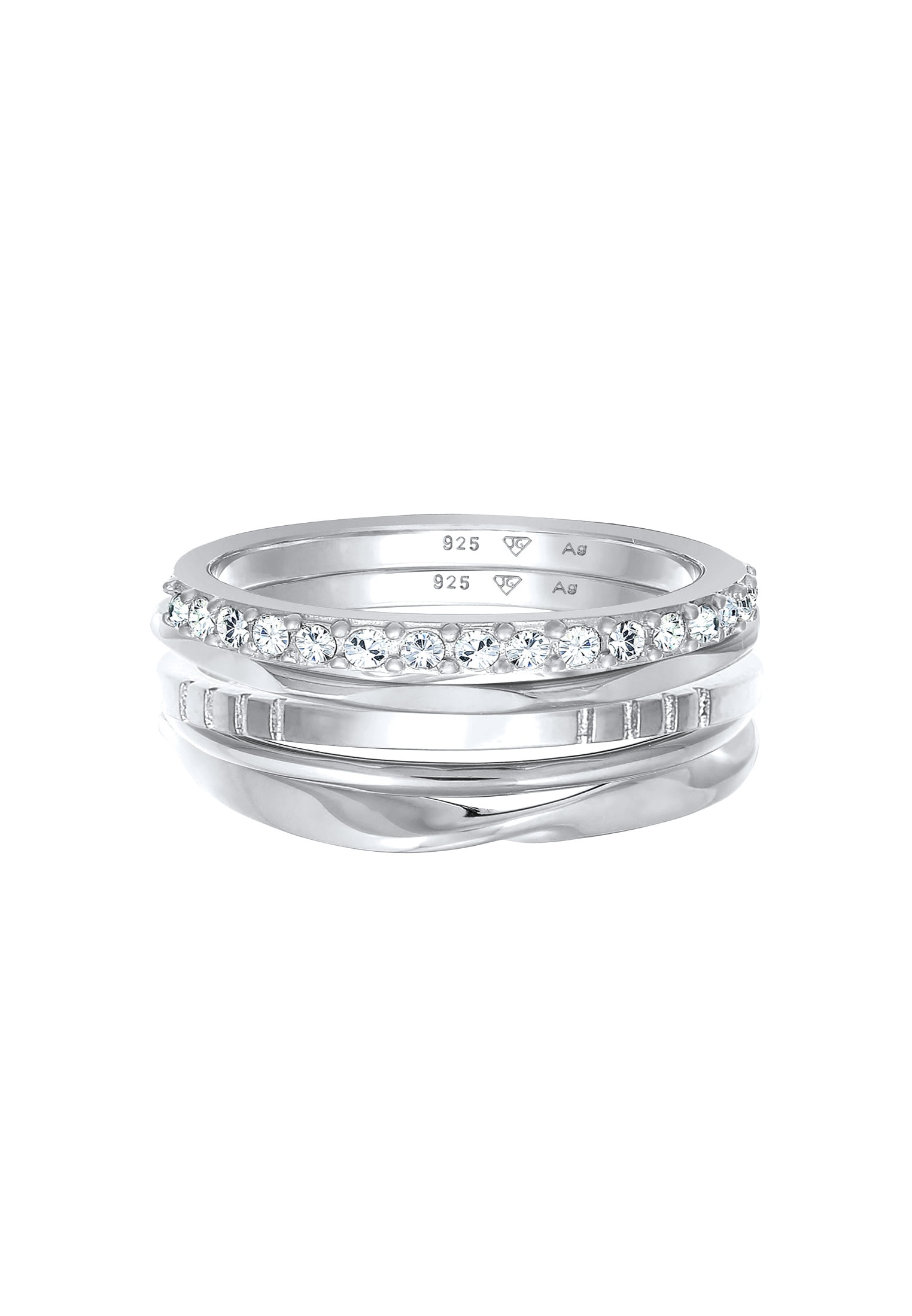 Elli Ring-Set »Ring Stapelringe Bandringe 5er Set 925 Silber, mit Kristallen von Swarovski®«