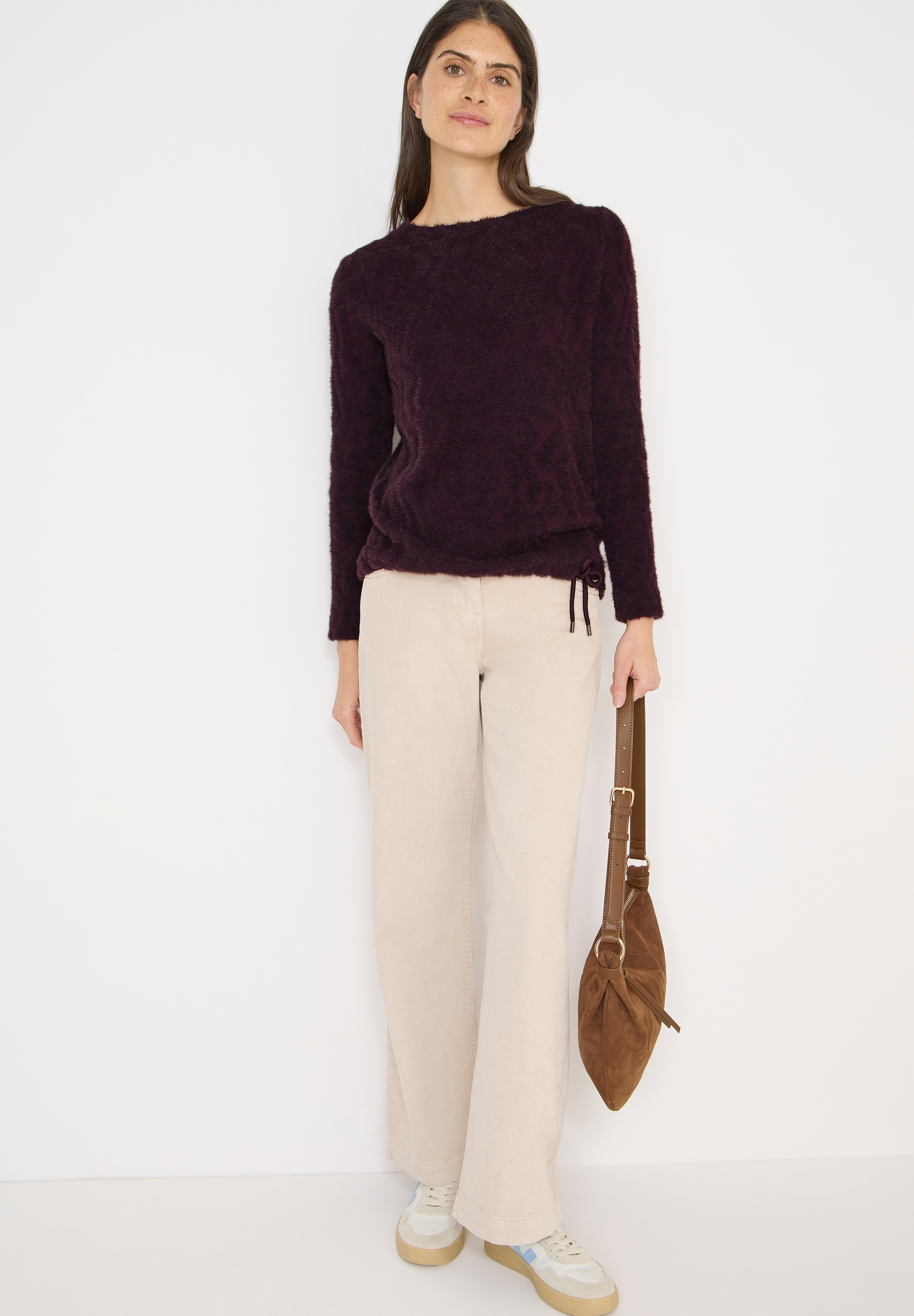 Cecil Rundhalspullover Federgarn mit grafischem Muster