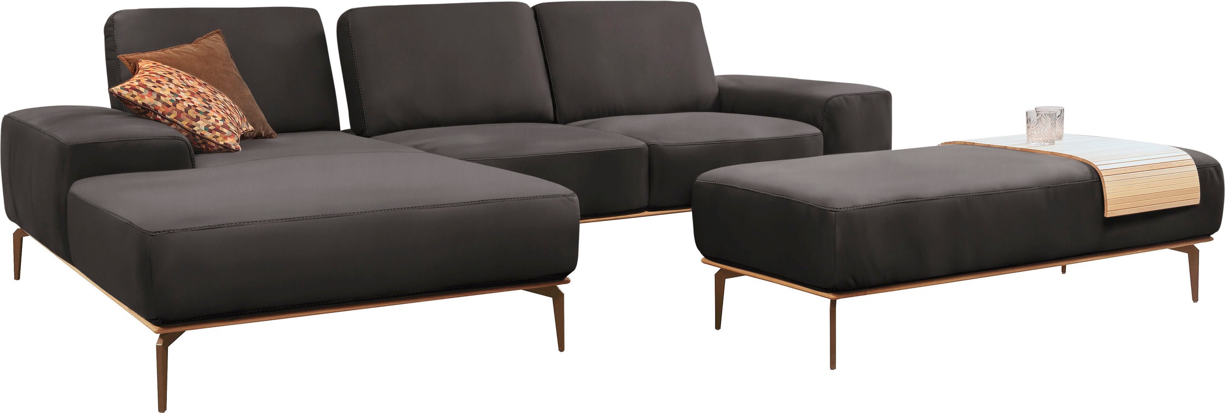 W.SCHILLIG Polsterhocker »run«, mit Holzsockel, Füße in Bronze pulverbeschichtet, Breite 150 cm
