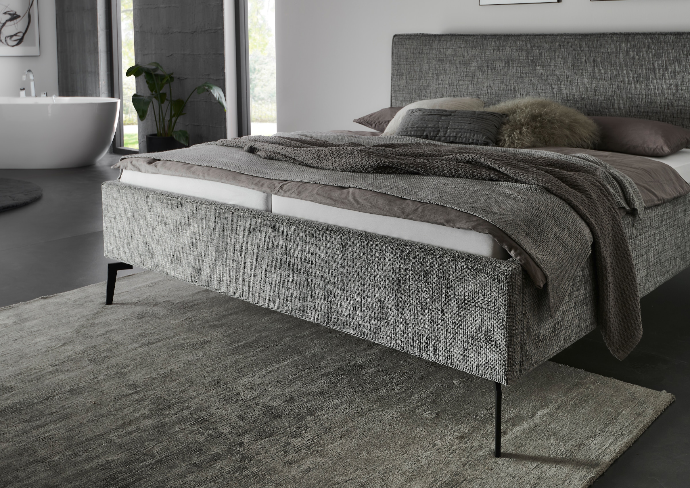 meise.möbel Polsterbett »Riva II«, mit schwarzen Metallfüßen, wahlweise mit Bettkasten