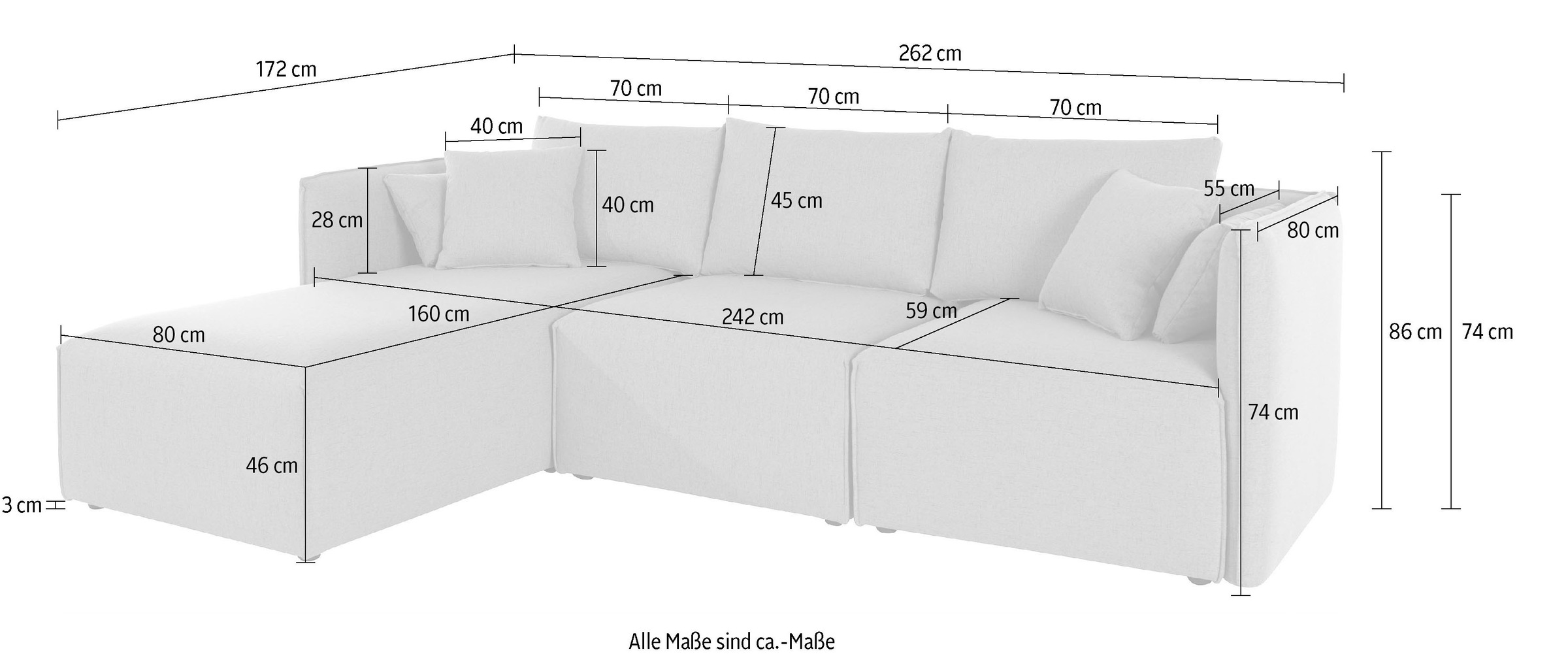 OTTO home Ecksofa »Nöre L-Form« 3 Teile, in vielen Bezugsqualitäten und Farben. Modulteile s. "Nöre"