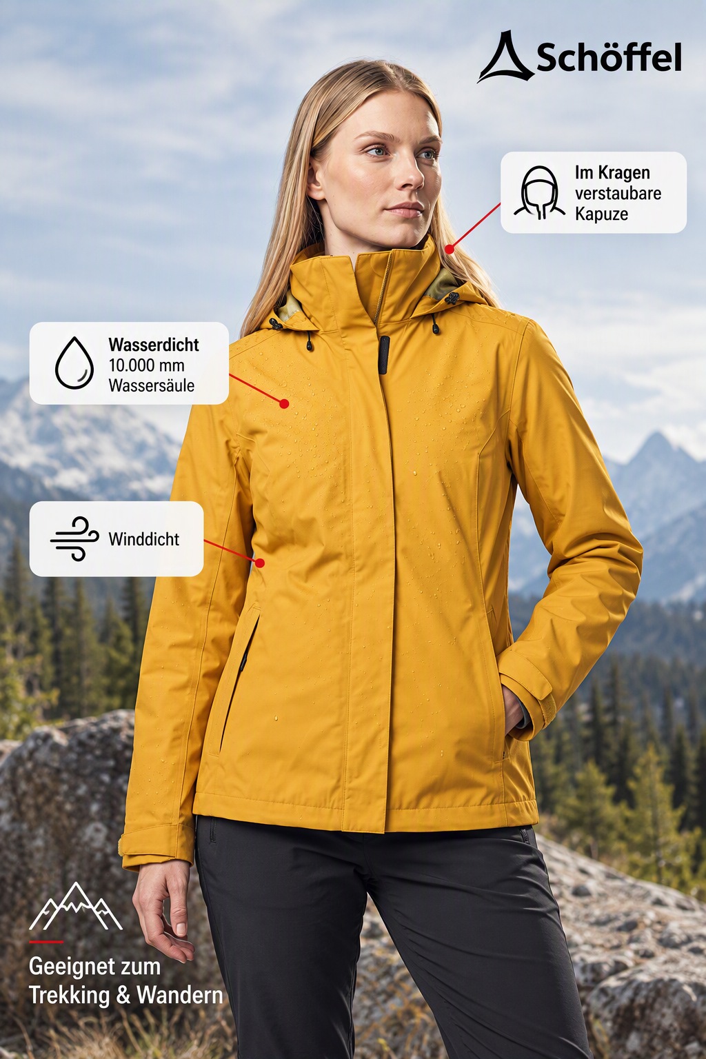 Schöffel Regenjacke »Jacket Gmund L« mit Kapuze sportlicher Stil, wasserdicht, winddicht, atmungsaktiv, Übergangsjacke