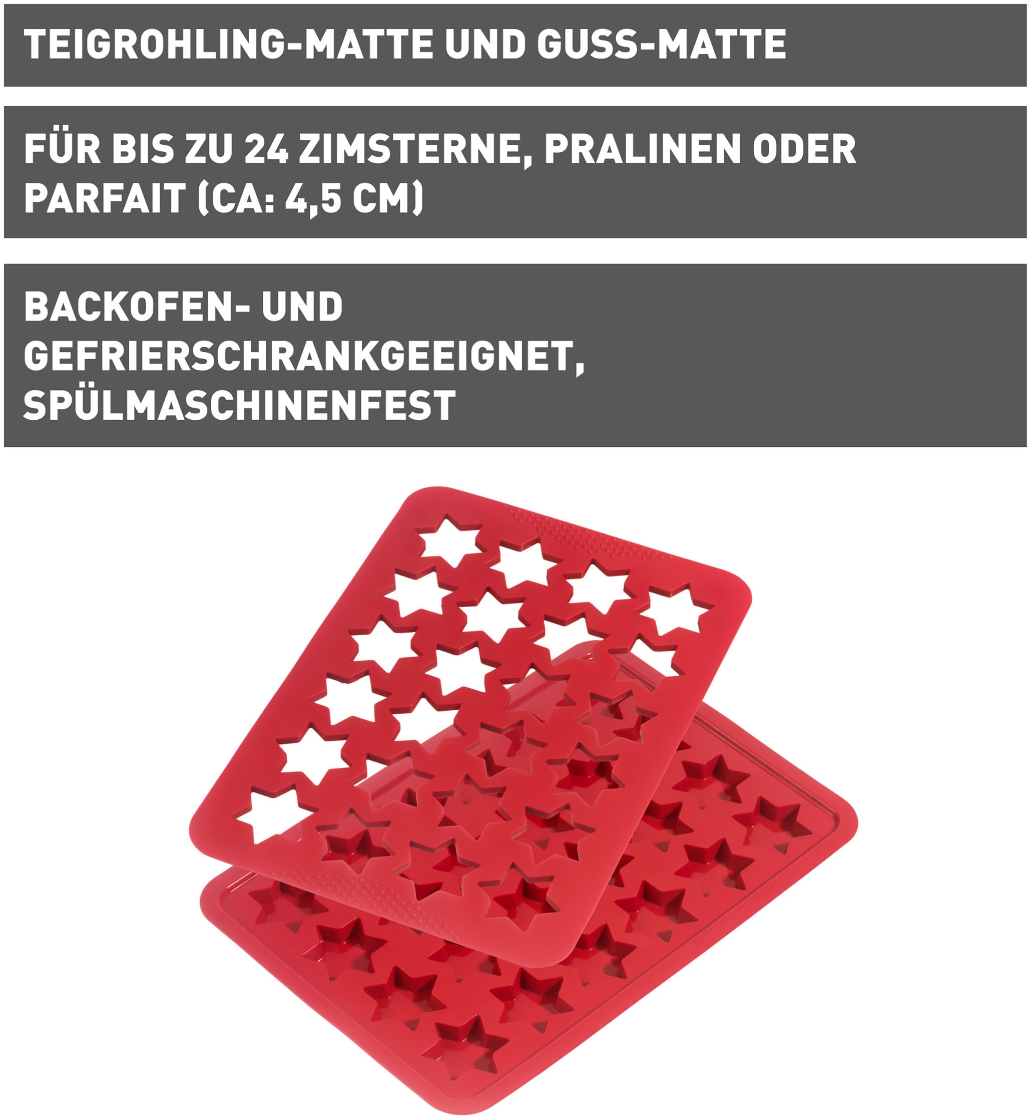 Kaiser Backformen Backform »Kaiser« 24 Sterne, Teigrohling-Matte und Guss-Matte, spülmaschinenfest