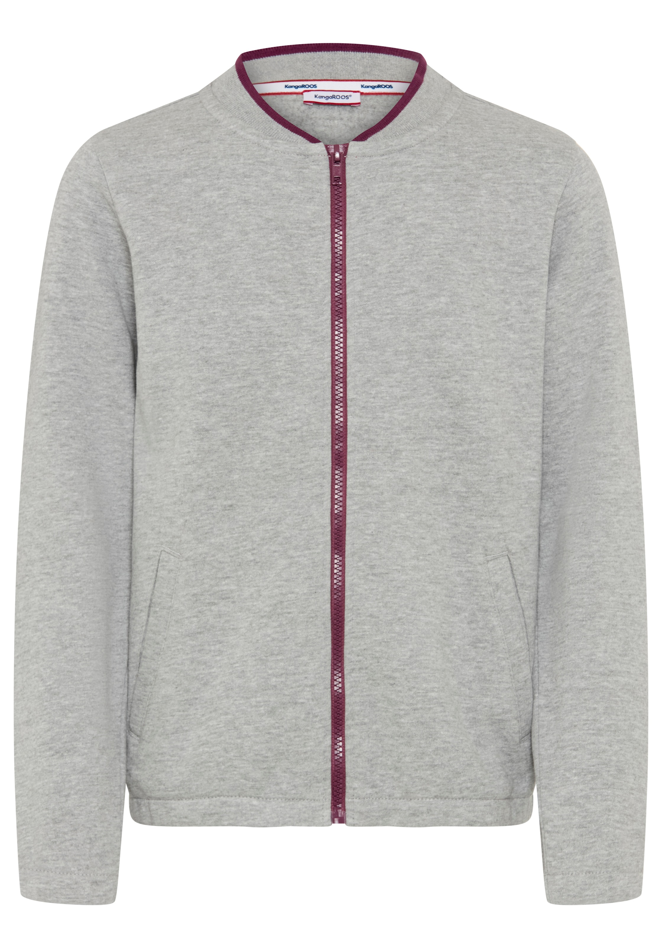 KangaROOS Sweatjacke »Modische Sweatjacke mit Ringelbündchen« mit Rippkragen, aus Baumwolle und Viskose, mit Logostickerei