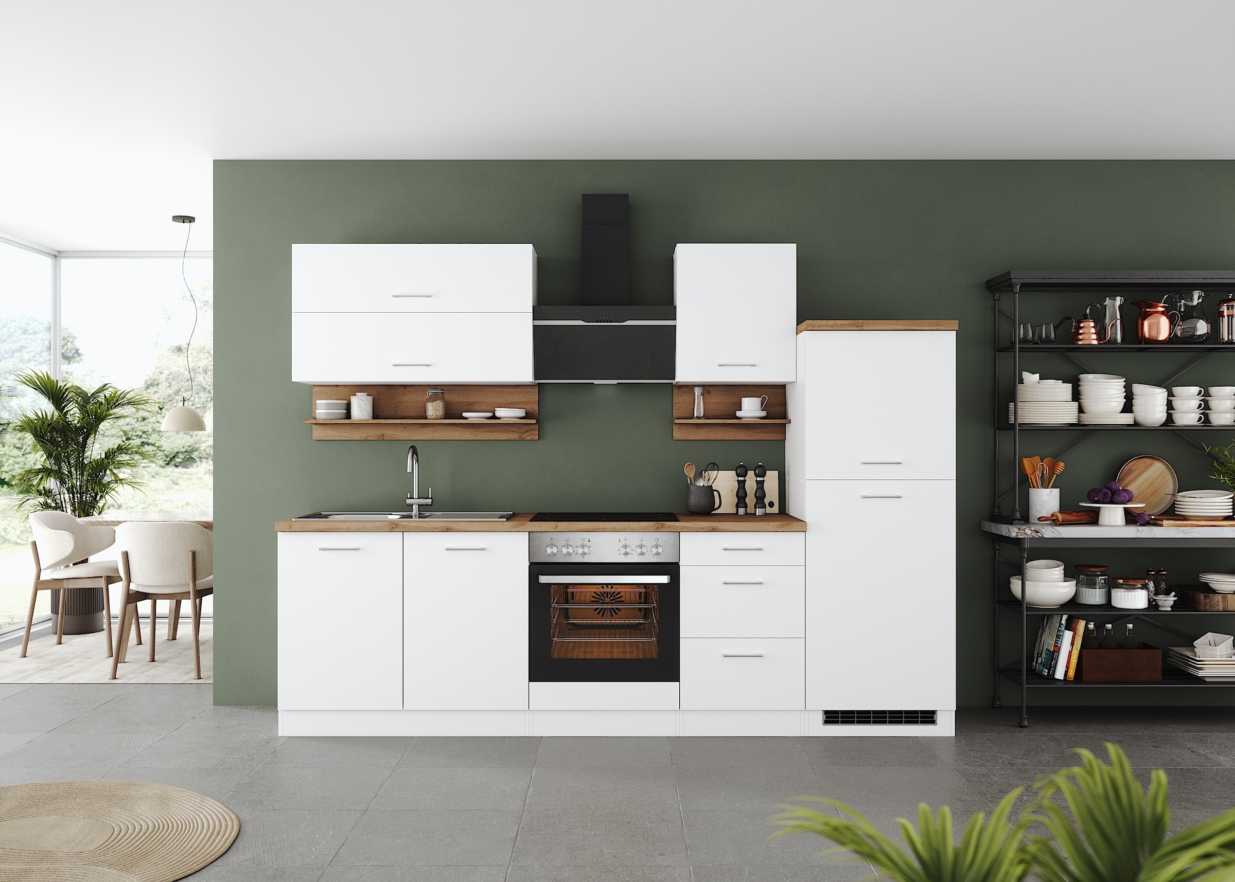 KOCHSTATION Küchenzeile »KS-Milan« 270 cm breit, robuste Metallauszüge, viel Stauraum