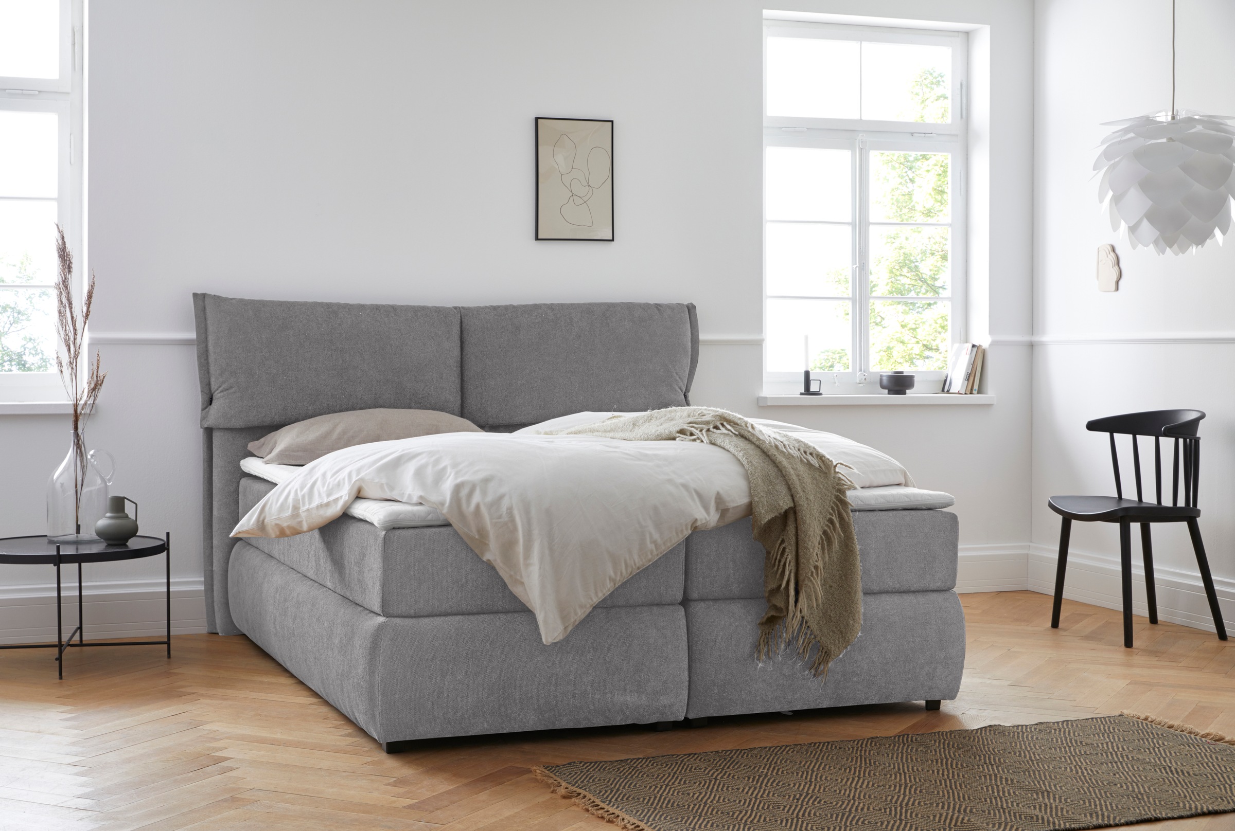 andas Boxspringbett »Jenson«, in 4 Farben, 4 Breiten, 3 Matratzenarten in 2 Härtegraden, Topper