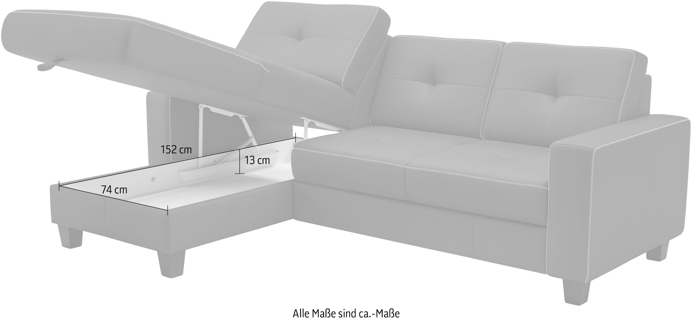 Places of Style Ecksofa »Varese«, wahlweise mit Bettfunktion und Bettkasten